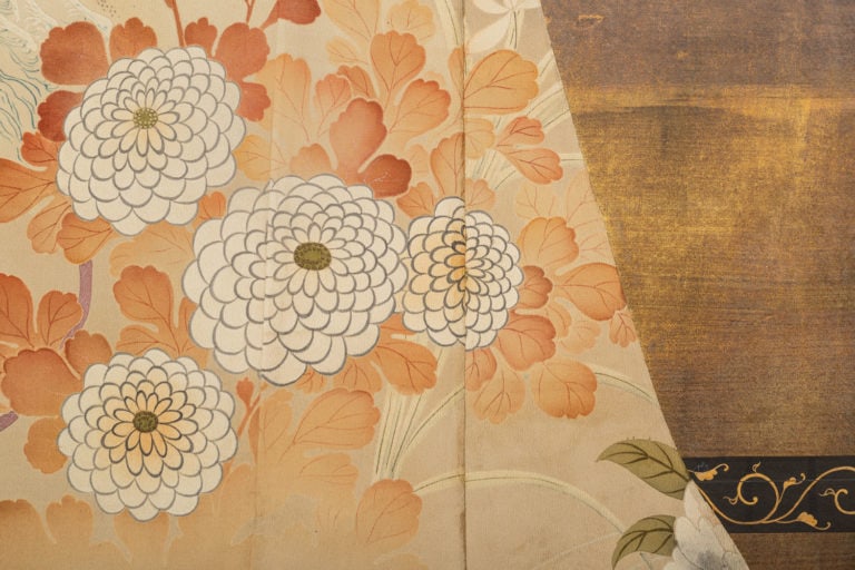 1920s Vintage Japanese Two Panel Kimono Screen - 5