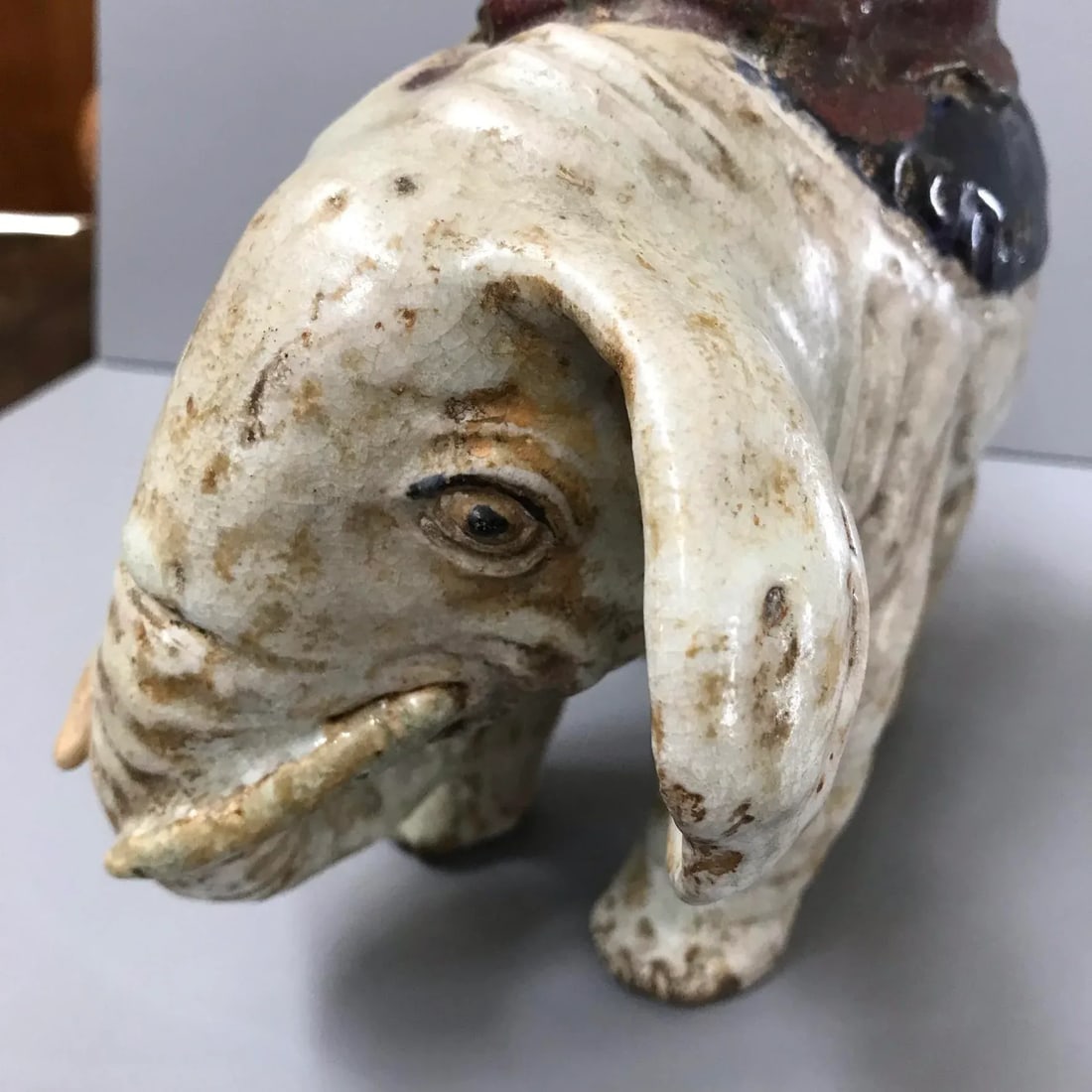 Early 1900s Antique Shiwan Lohan on an Elephant - 12