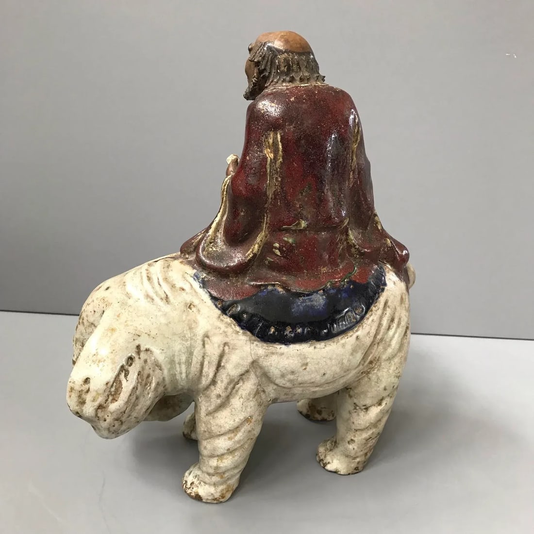 Early 1900s Antique Shiwan Lohan on an Elephant - 5