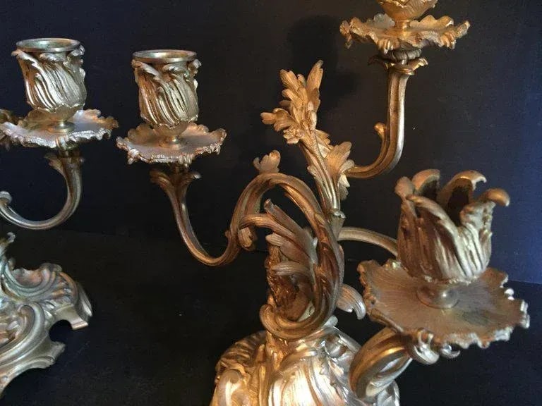 19th Century Ormolu Louis XV Style Candelabras - a Pair - 2