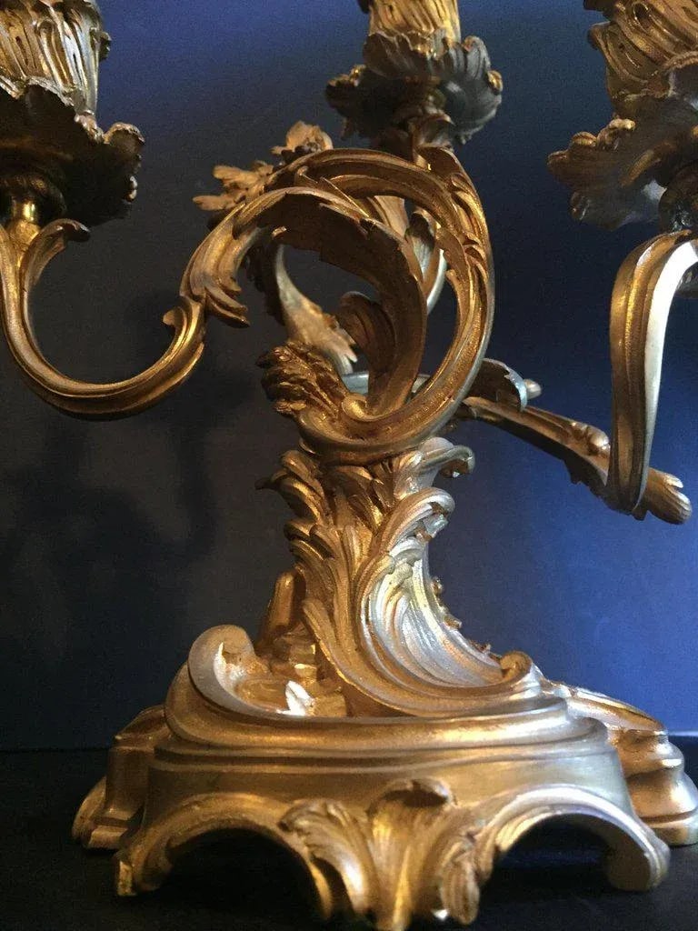19th Century Ormolu Louis XV Style Candelabras - a Pair - 4