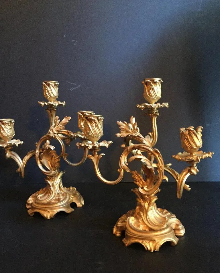 19th Century Ormolu Louis XV Style Candelabras - a Pair - 5