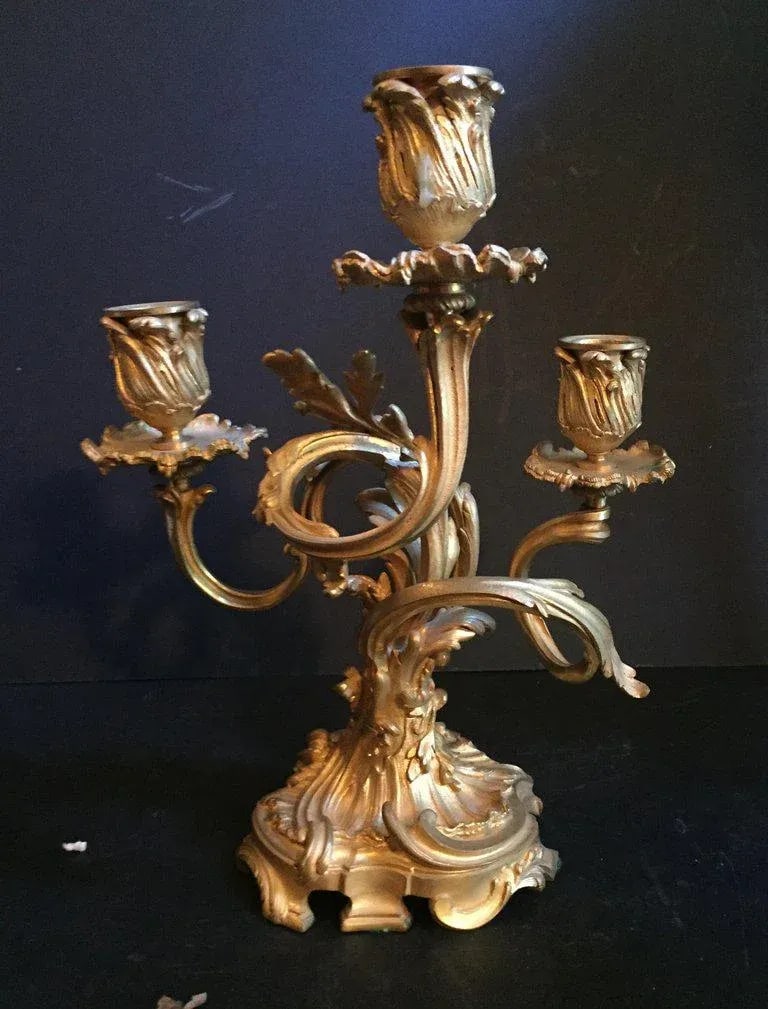 19th Century Ormolu Louis XV Style Candelabras - a Pair - 8