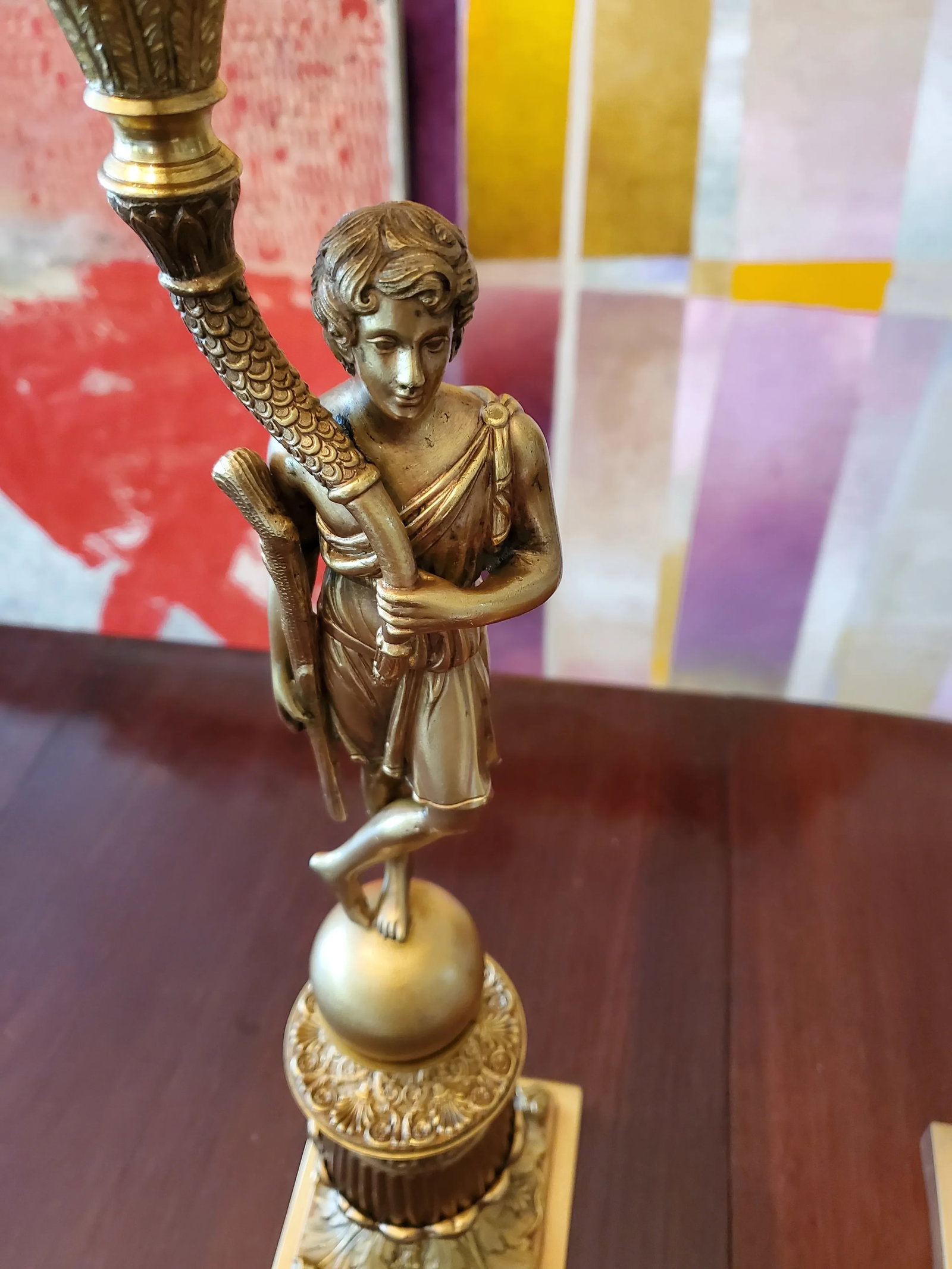 Antique French Empire Ormolu Gilt Gold Candleabras- Set of 2 - 7