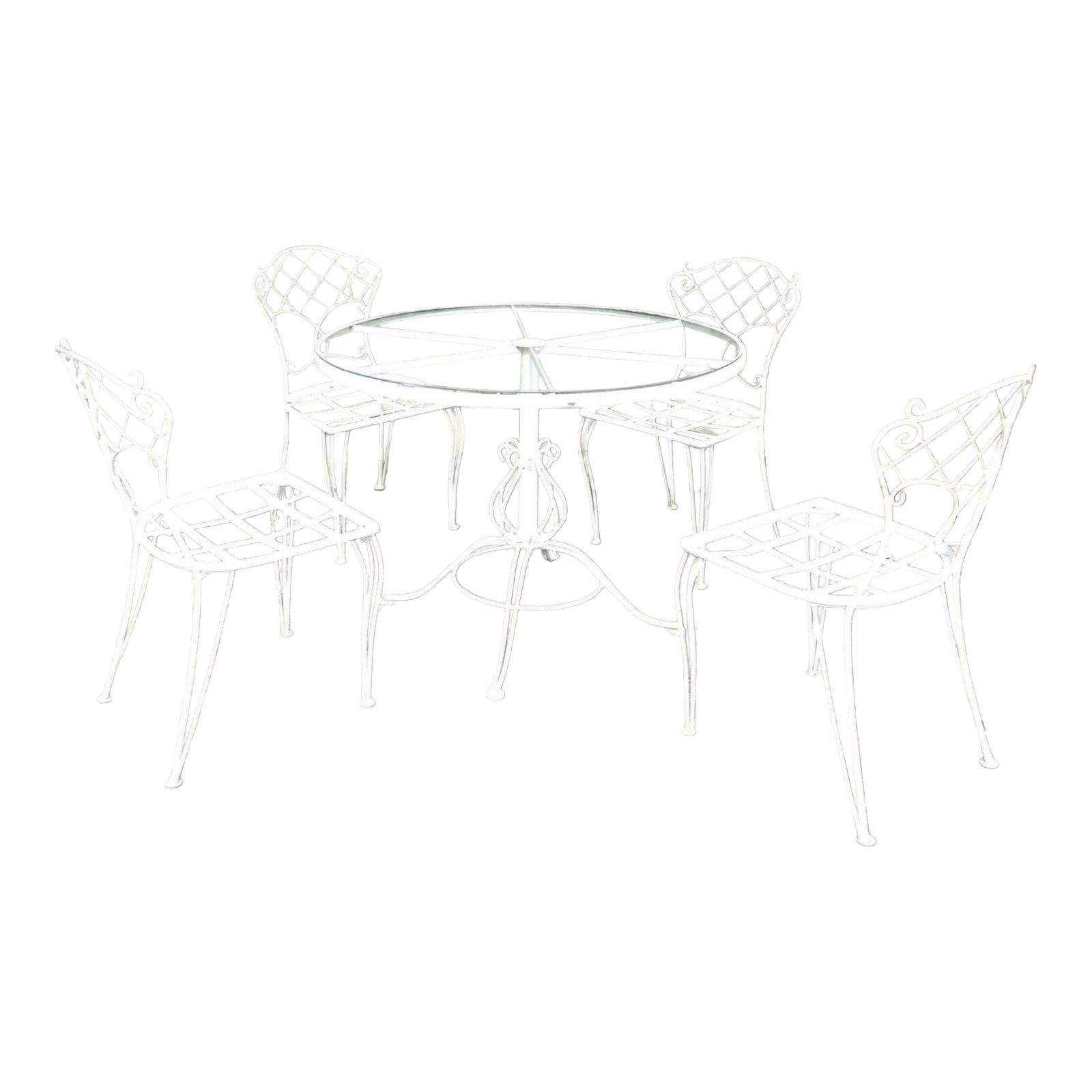 Vintage Wrought Iron Outdoor Patio Dining Table and Chairs (1 of 10)