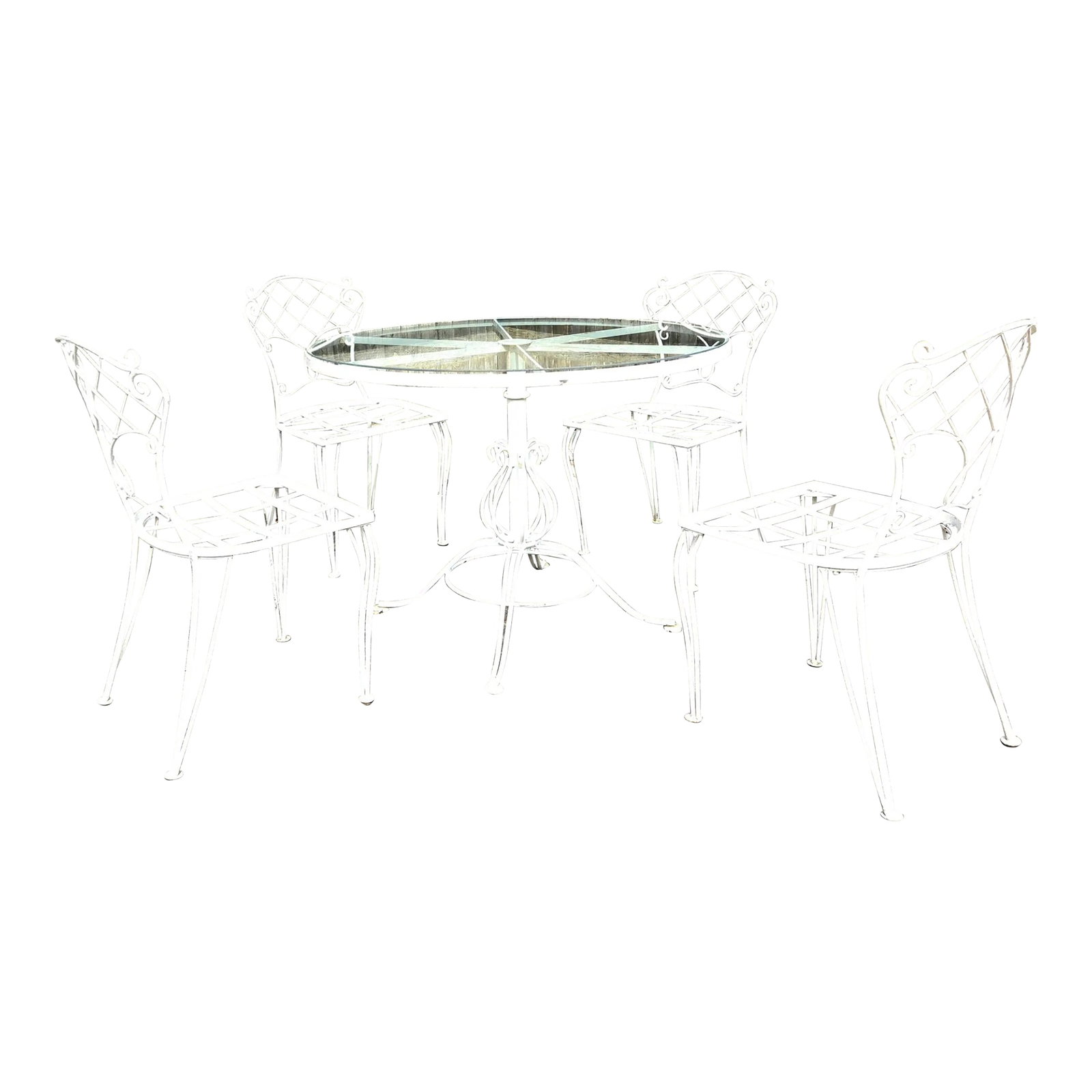 Vintage Wrought Iron Outdoor Patio Dining Table and Chairs - 2