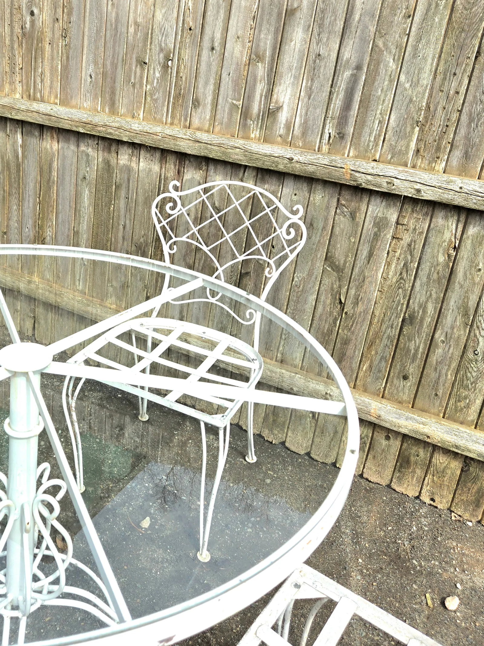 Vintage Wrought Iron Outdoor Patio Dining Table and Chairs - 3