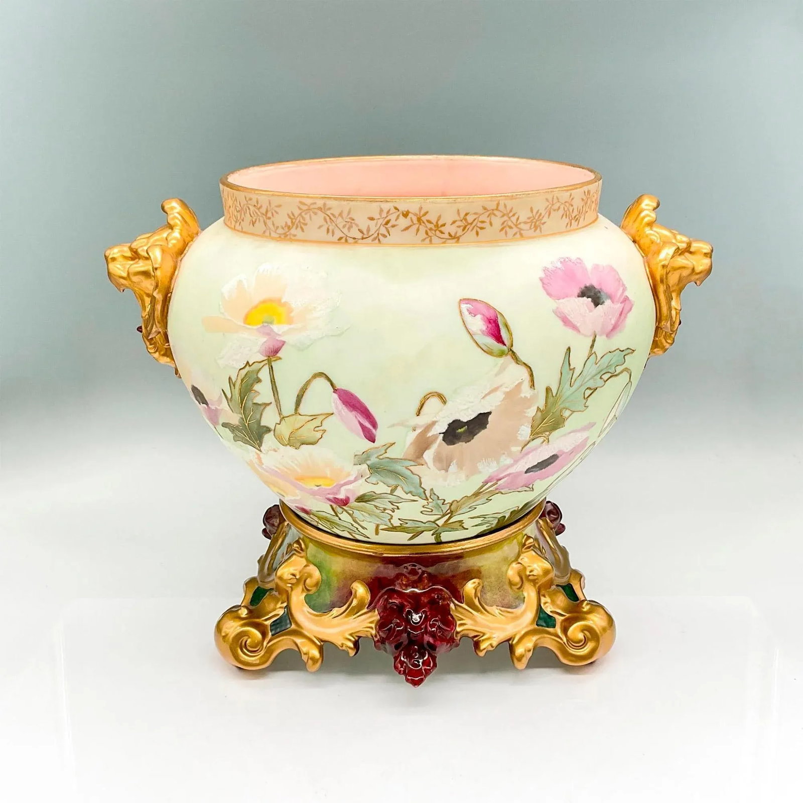 French Hand Painted & Gilt Limoges Porcelain Jardiniere / Base - 3