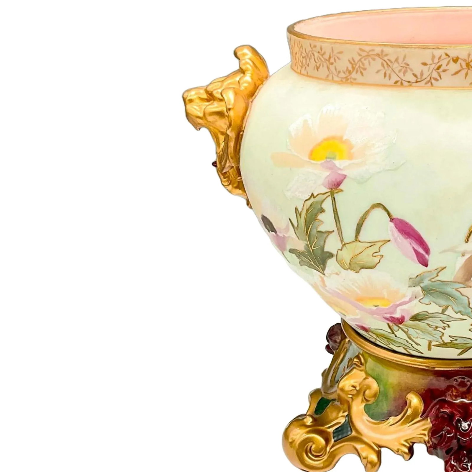 French Hand Painted & Gilt Limoges Porcelain Jardiniere / Base - 4