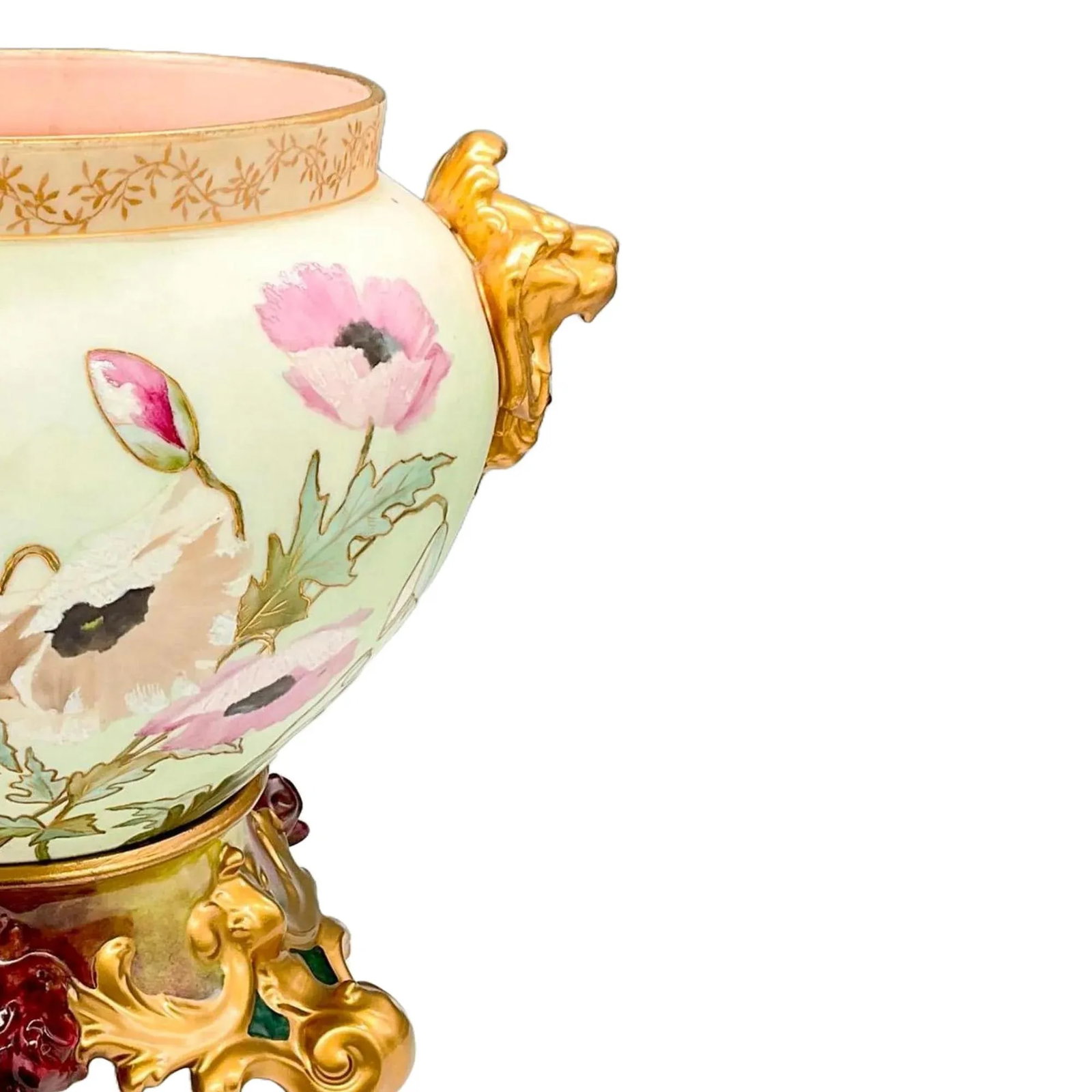 French Hand Painted & Gilt Limoges Porcelain Jardiniere / Base - 6