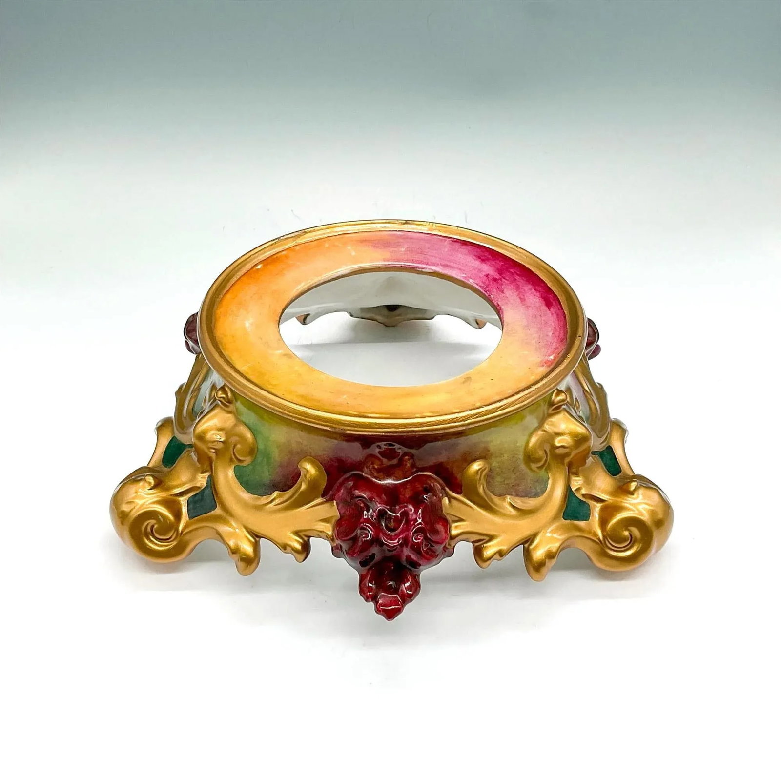 French Hand Painted & Gilt Limoges Porcelain Jardiniere / Base - 7