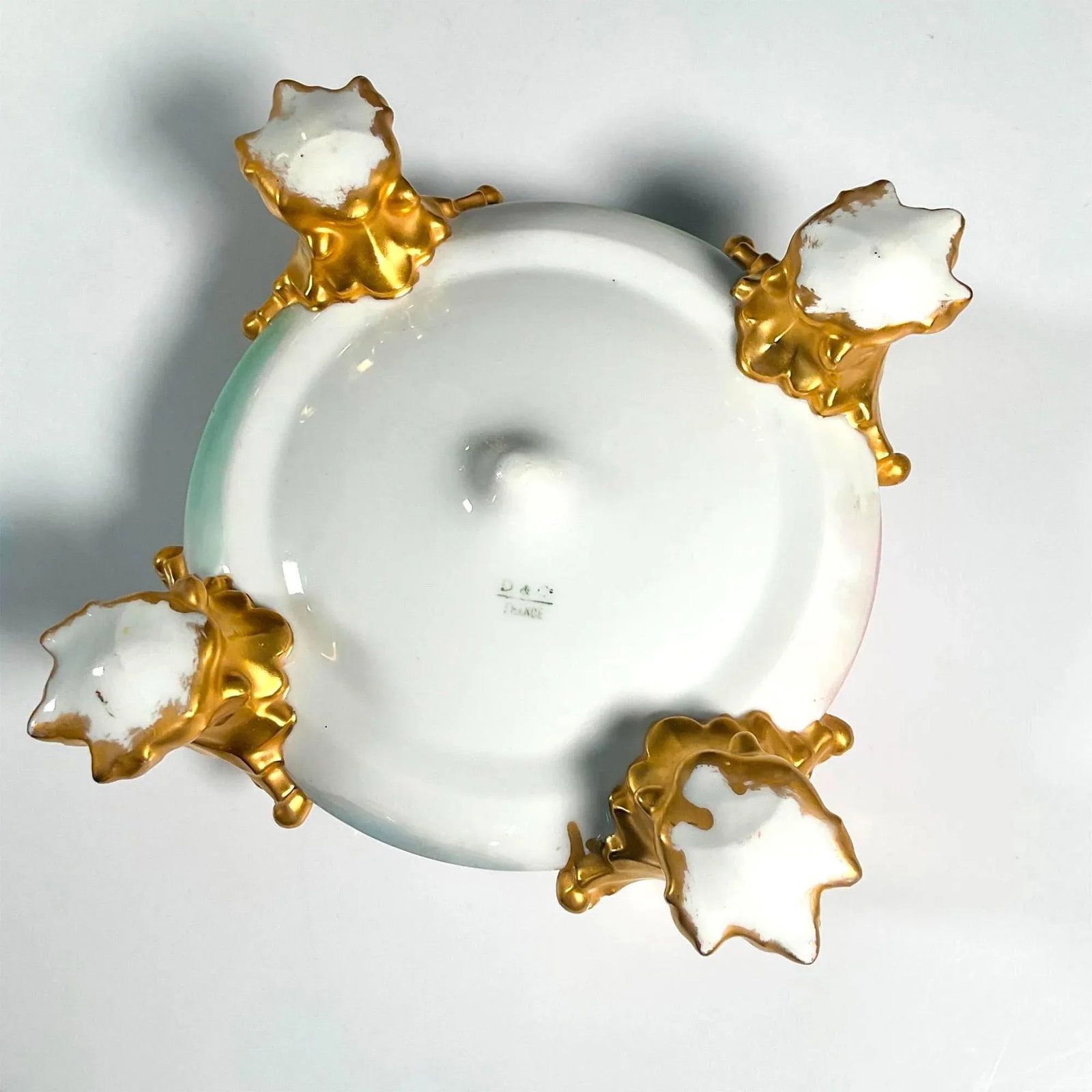 French Hand Painted & Gilt Limoges Porcelain Jardiniere / Base - 8