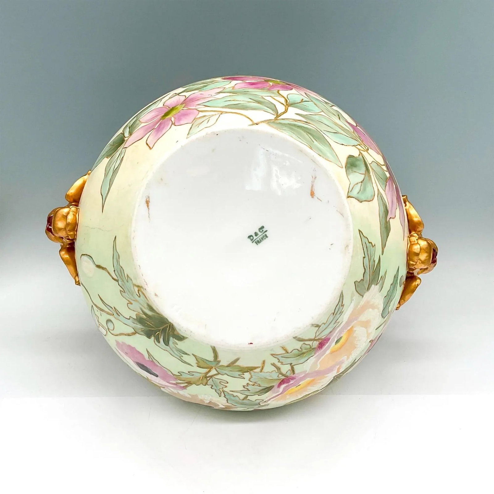 French Hand Painted & Gilt Limoges Porcelain Jardiniere / Base - 9