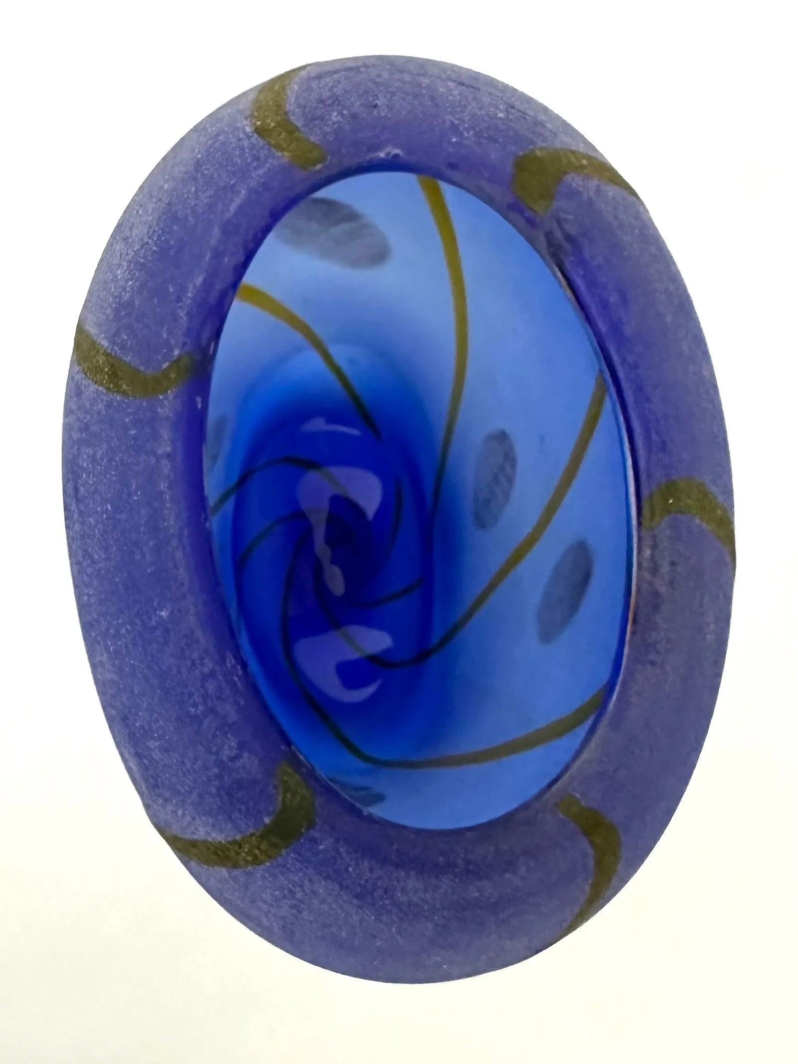 1970s Cenedese Murano Cobalt Blue Scavo Italian Art Glass Vase - 4