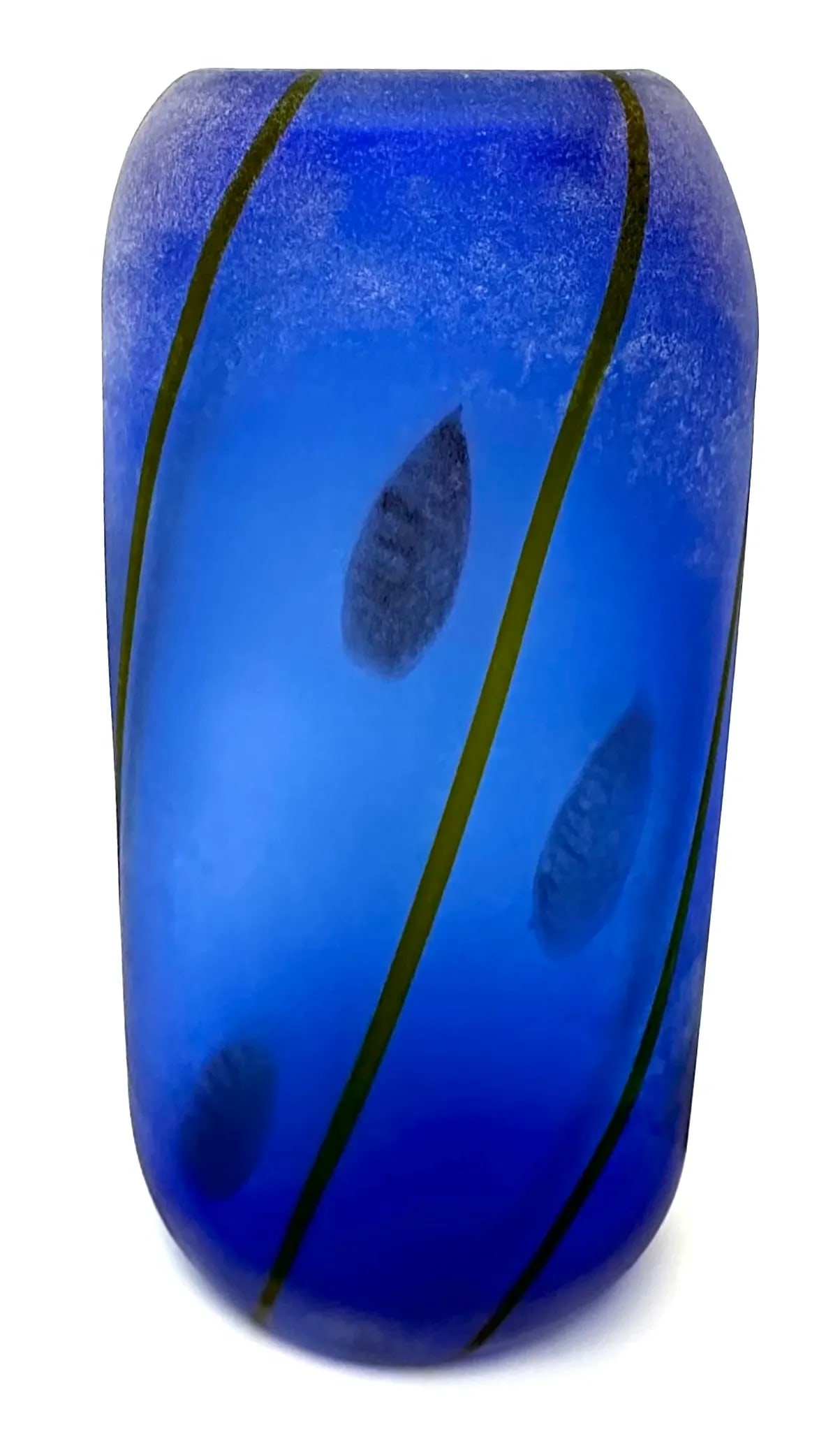 1970s Cenedese Murano Cobalt Blue Scavo Italian Art Glass Vase - 5