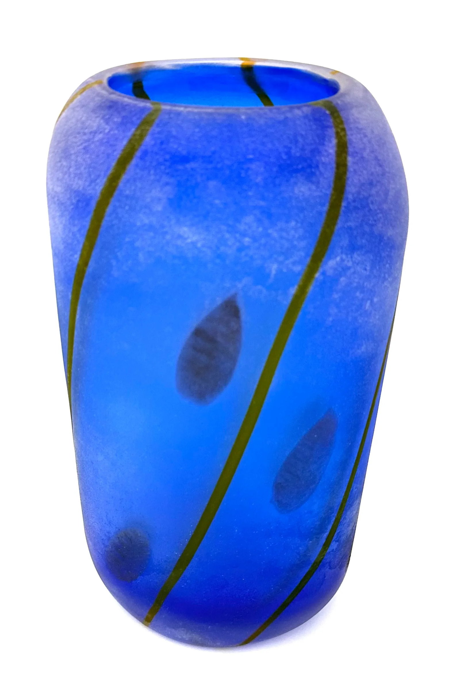 1970s Cenedese Murano Cobalt Blue Scavo Italian Art Glass Vase - 6