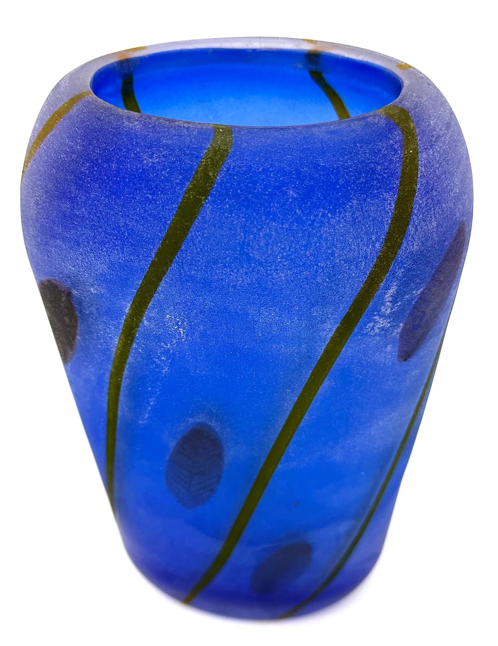 1970s Cenedese Murano Cobalt Blue Scavo Italian Art Glass Vase - 7