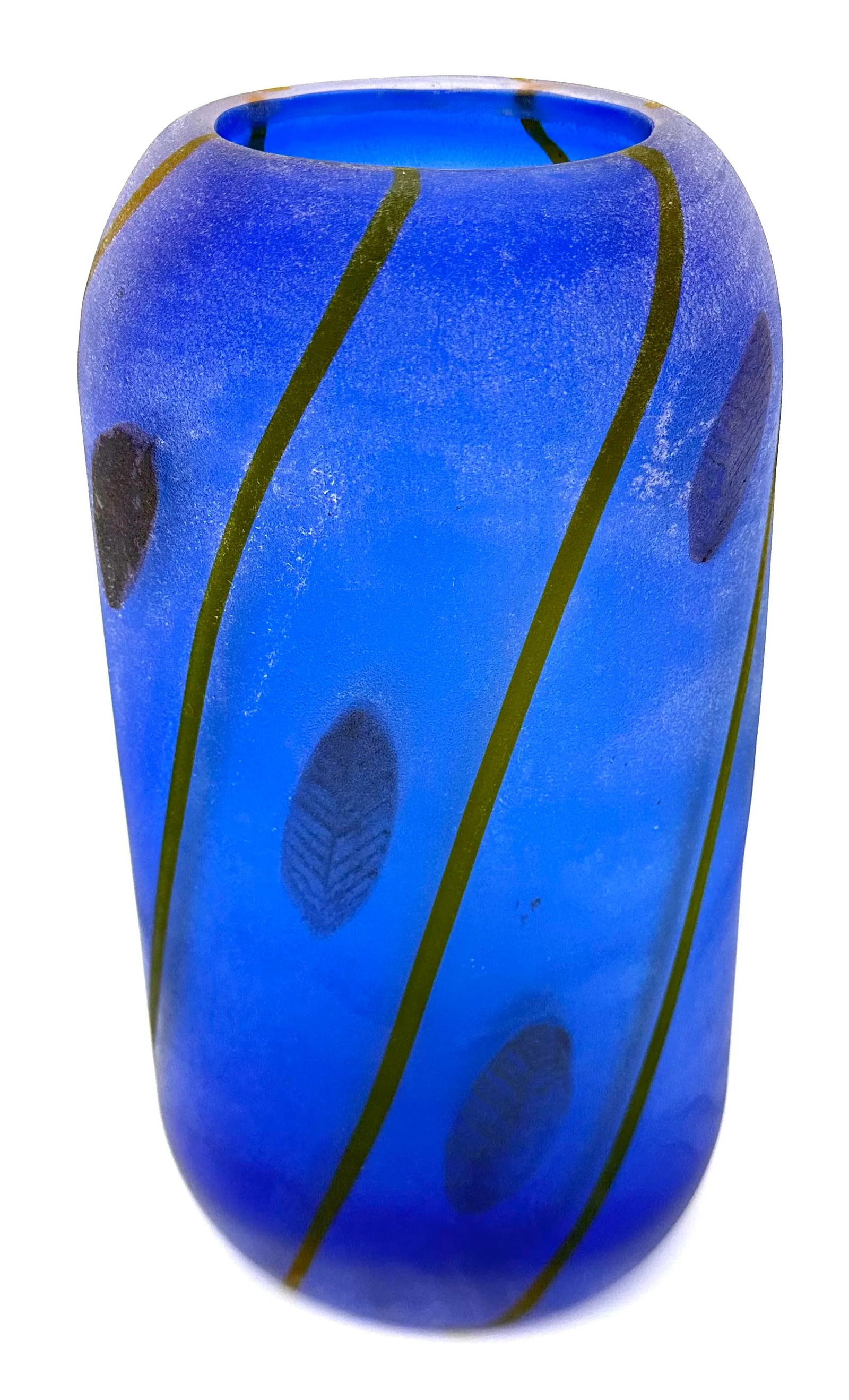 1970s Cenedese Murano Cobalt Blue Scavo Italian Art Glass Vase - 8