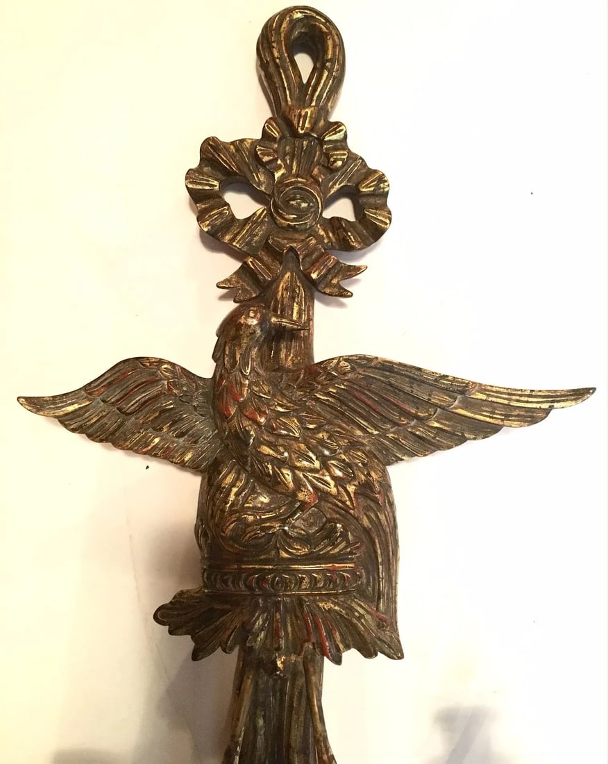 American Federal Style Eagle Wood Carved Two-Light Sconce - 3