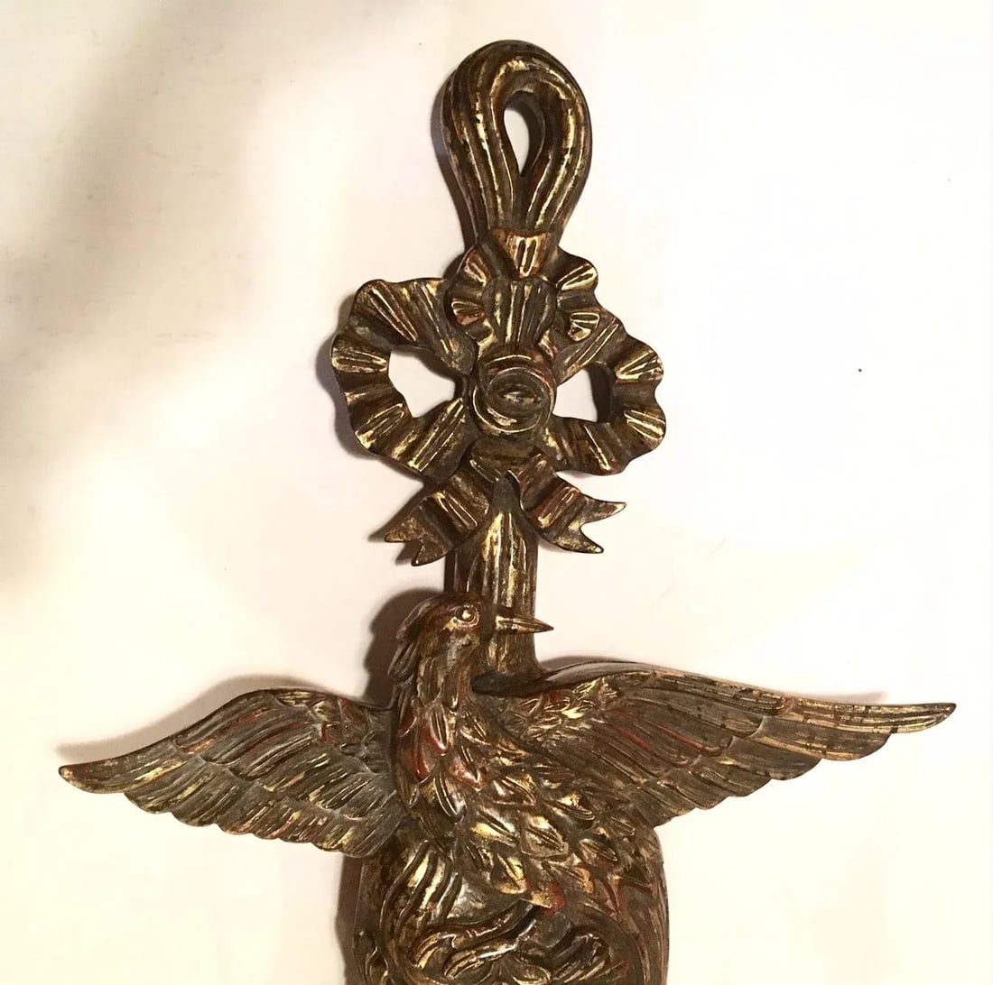 American Federal Style Eagle Wood Carved Two-Light Sconce - 4