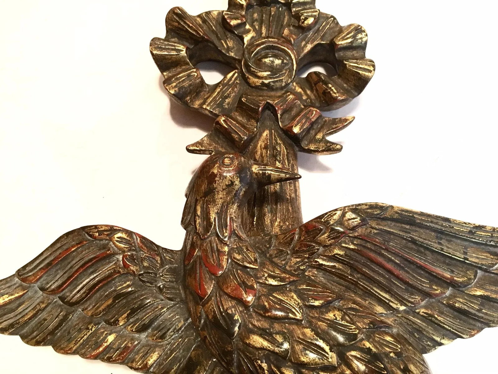 American Federal Style Eagle Wood Carved Two-Light Sconce - 5