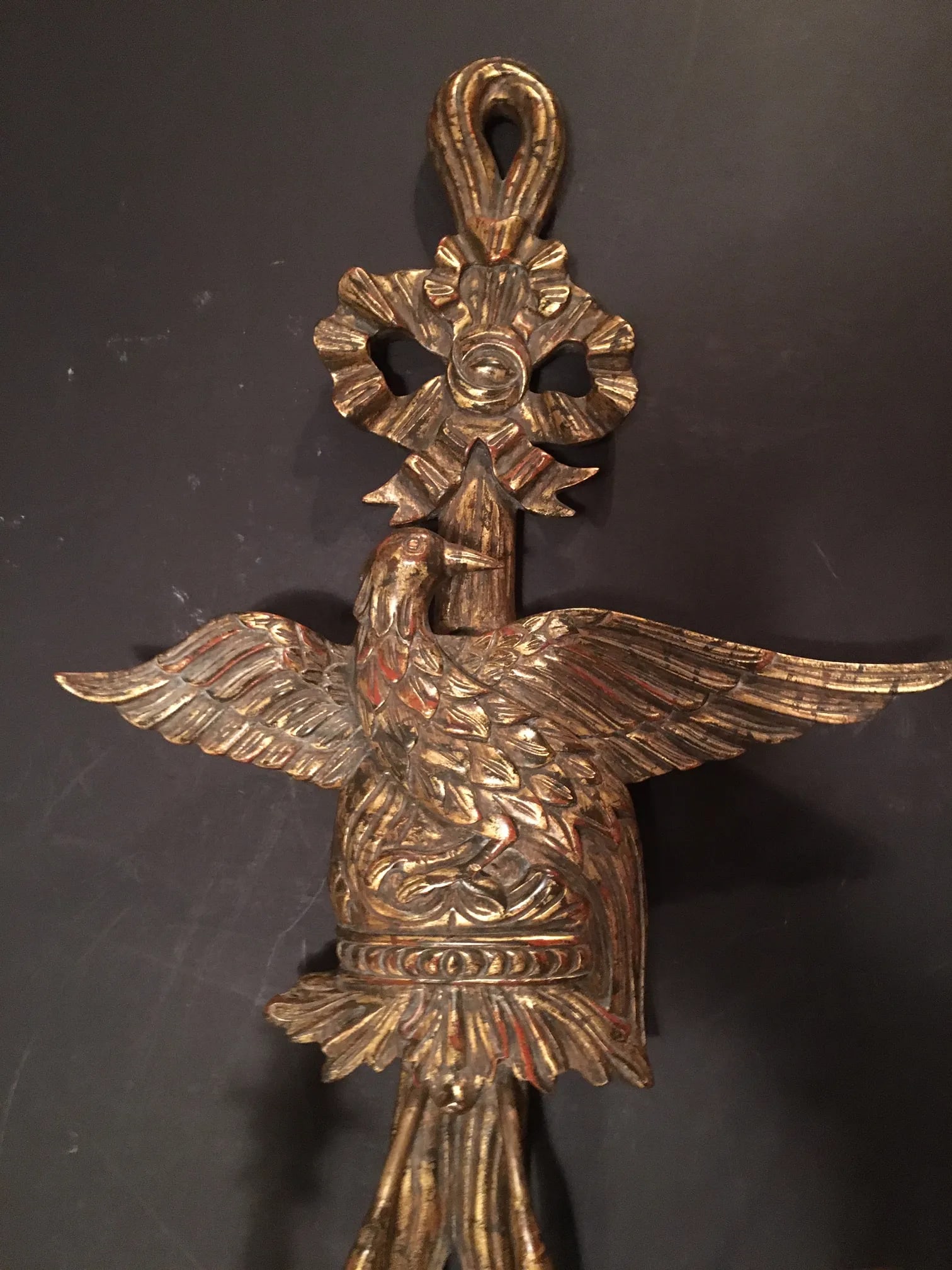 American Federal Style Eagle Wood Carved Two-Light Sconce - 6