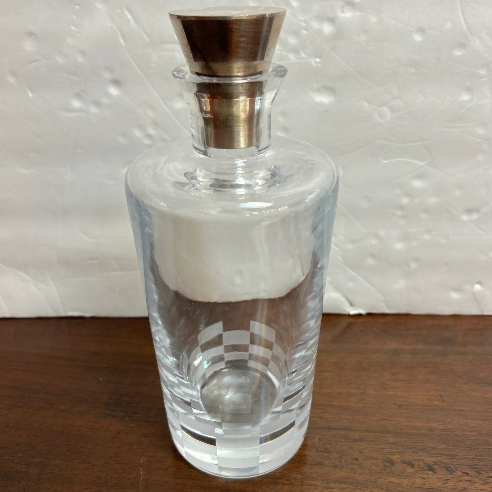 Christolfle Sterling and Crystal Etched Decanter Signed - 2