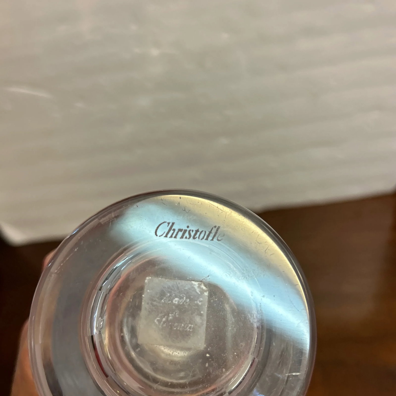 Christolfle Sterling and Crystal Etched Decanter Signed - 8