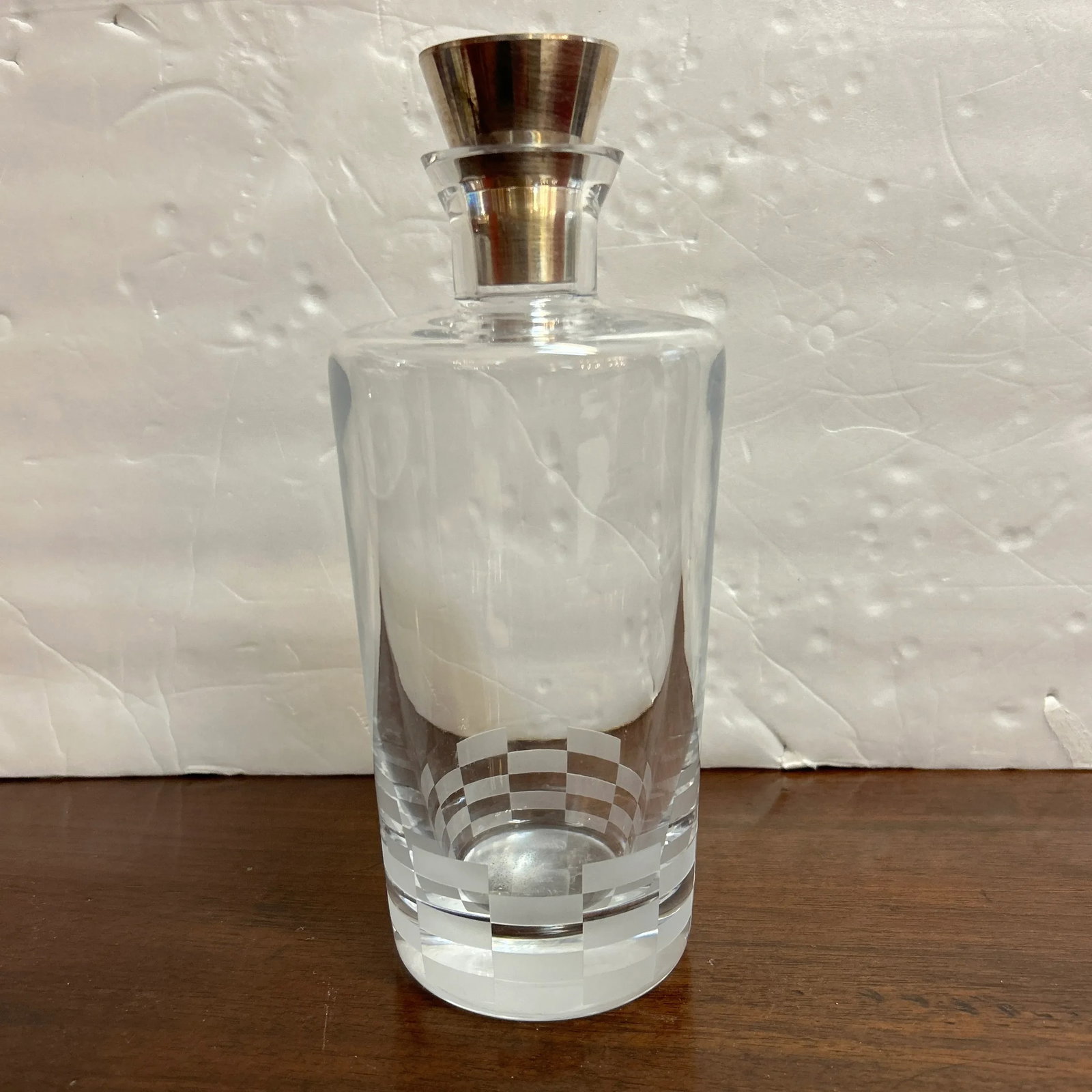 Christolfle Sterling and Crystal Etched Decanter Signed - 9