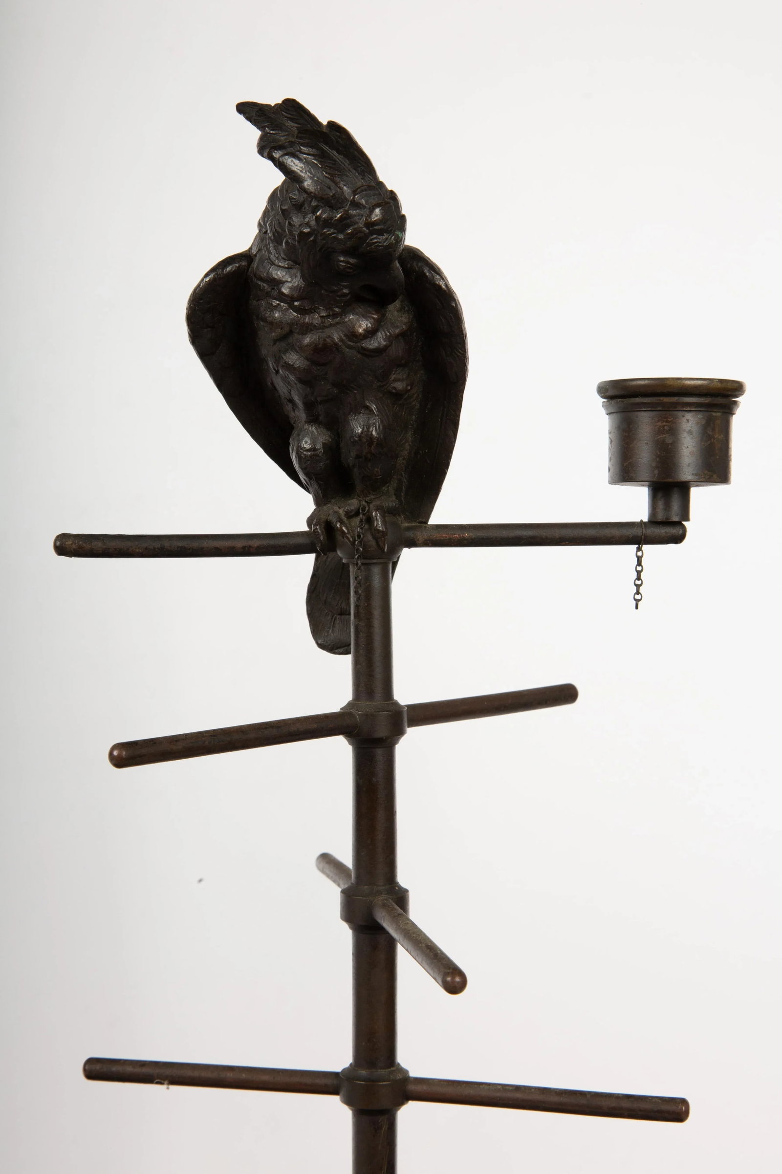 19th Century Parakeet Perch Inkwell Candlesticks: Ink 'n' Perch Delight! - A Pair - 4
