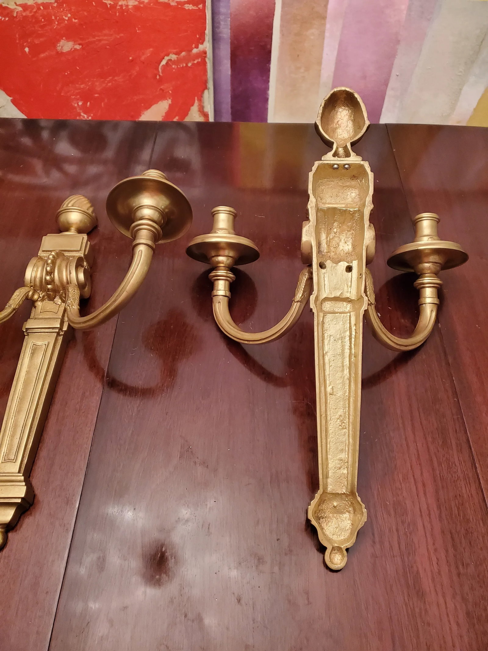 Vintage E F Caldwell Style Classic Modern Bronze Sconces - a Pair - 5