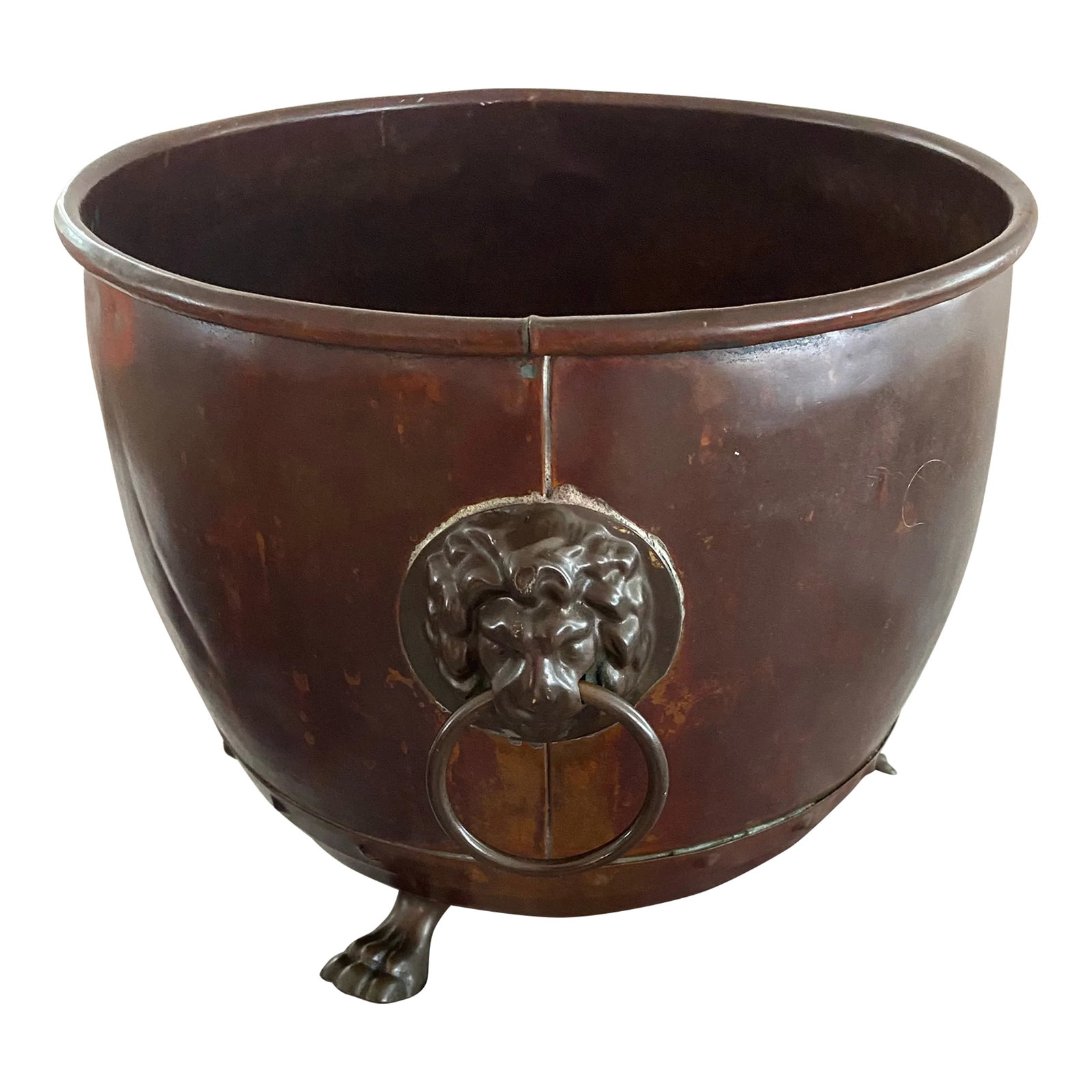 Antique Late 1800s Handmade Copper Champagne Bucket With Decorative Lions Head Handles: extremely rare antique from england eat 1850-1880. This is the only one i've seen in person over 20+ years of collecting. We've used it many times over the years and now it's time for someone else to