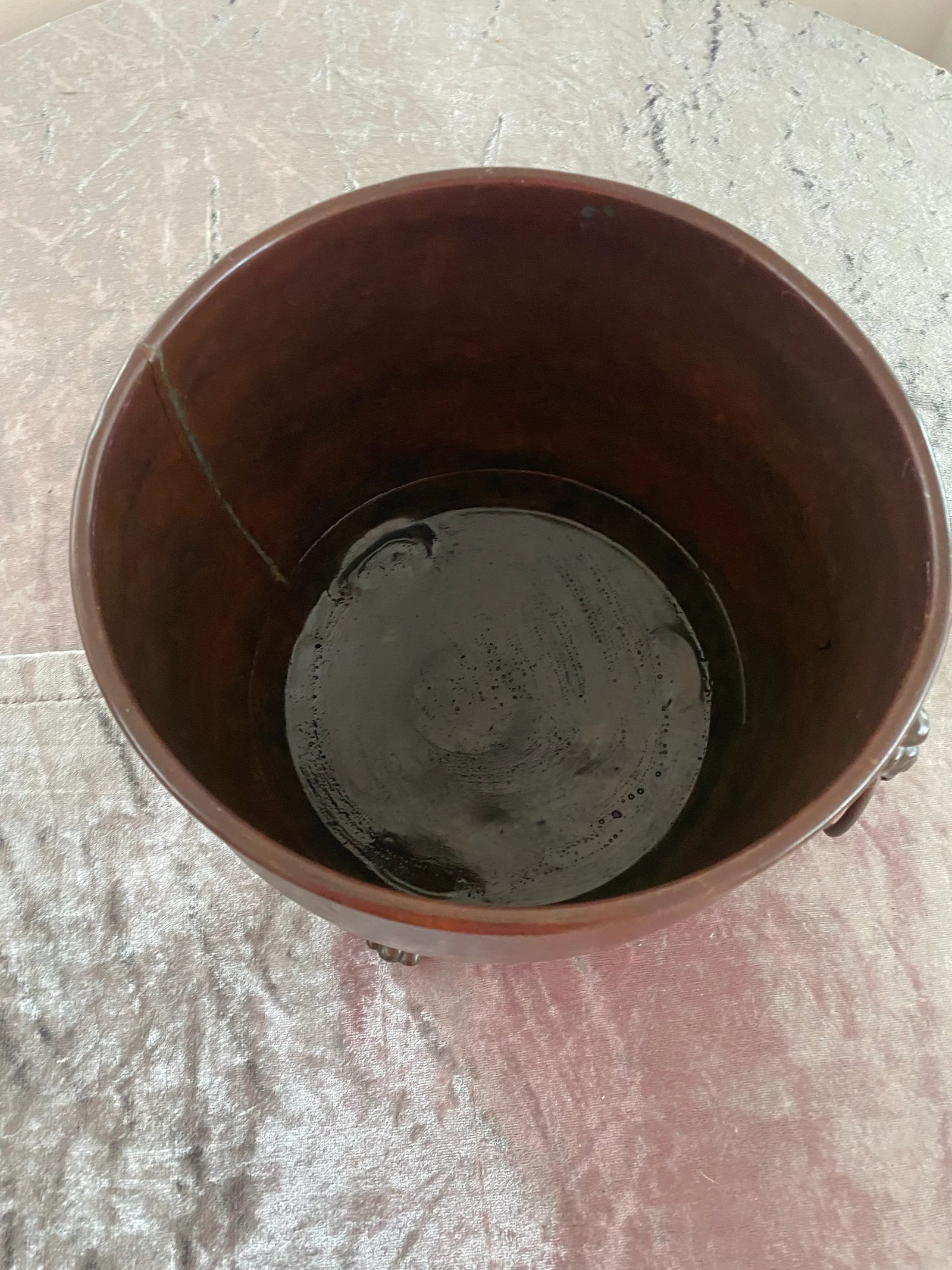Antique Late 1800s Handmade Copper Champagne Bucket With Decorative Lions Head Handles - 6
