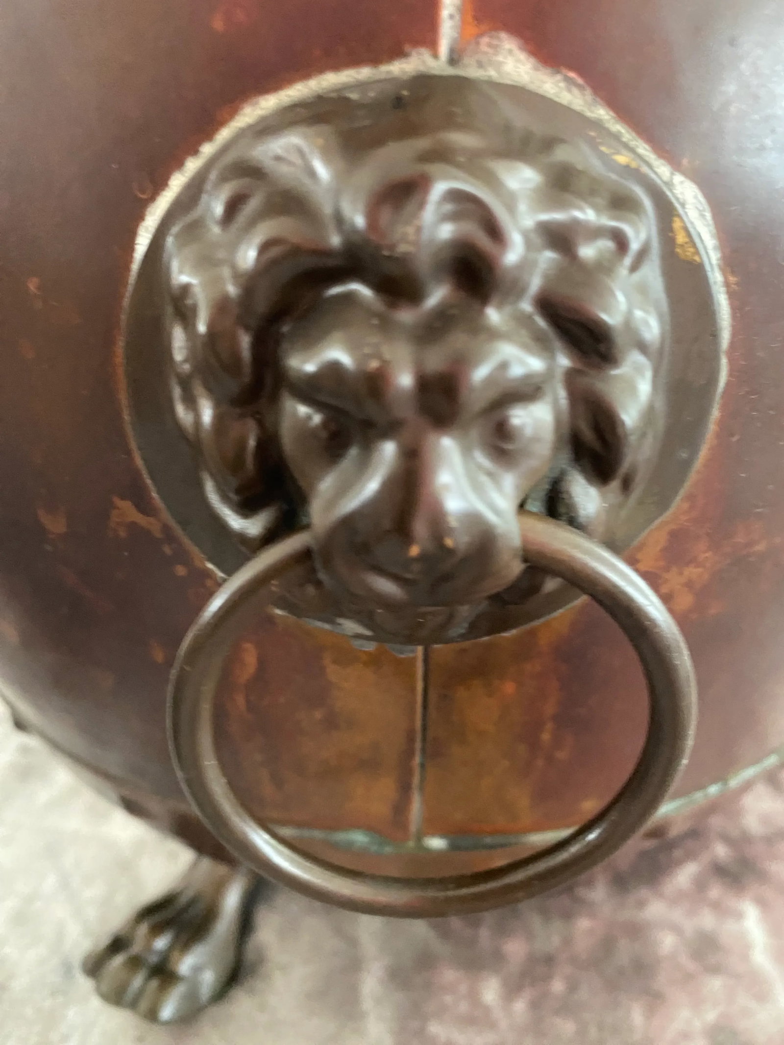 Antique Late 1800s Handmade Copper Champagne Bucket With Decorative Lions Head Handles - 7