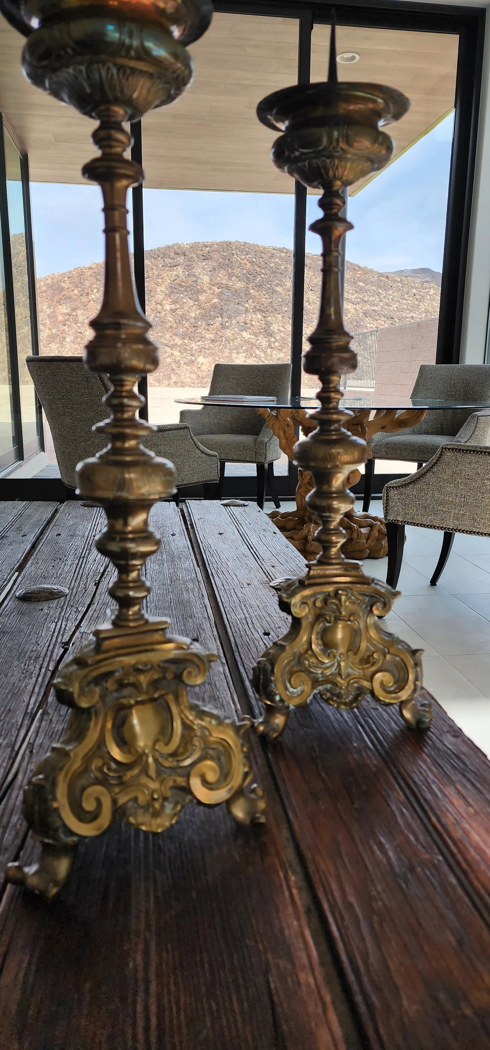 Antique Italism Bronze Candlesticks- Set of 2 - 10