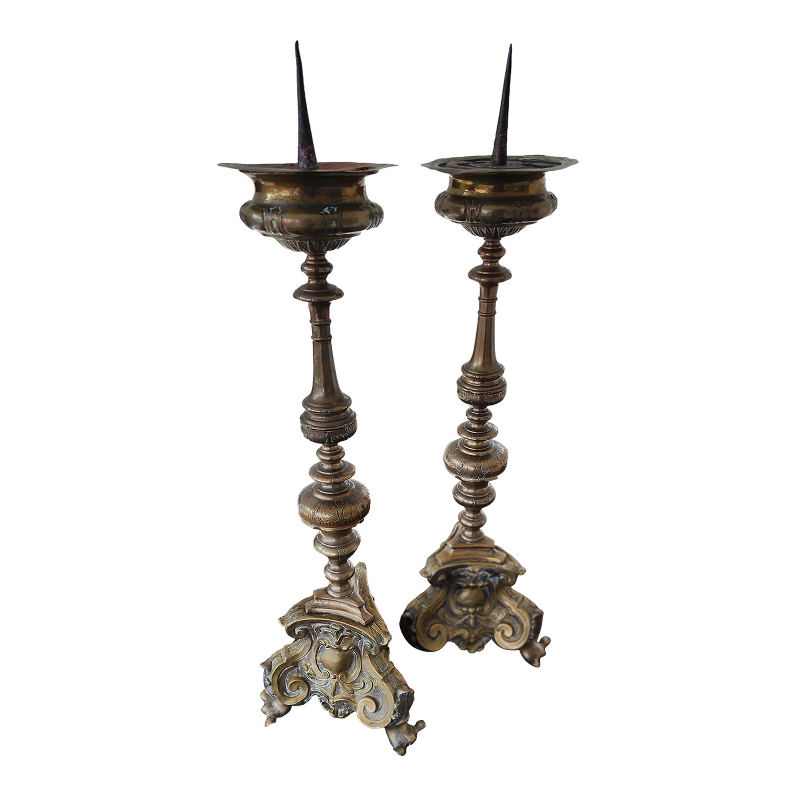 Antique Italism Bronze Candlesticks- Set of 2 (1 of 11)