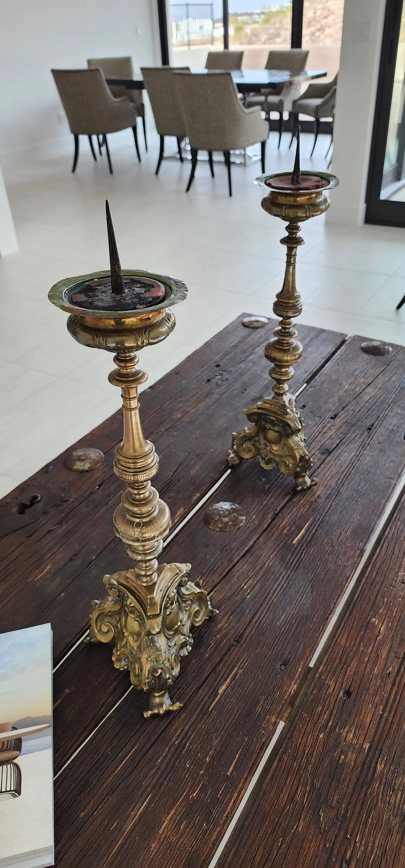 Antique Italism Bronze Candlesticks- Set of 2 - 4