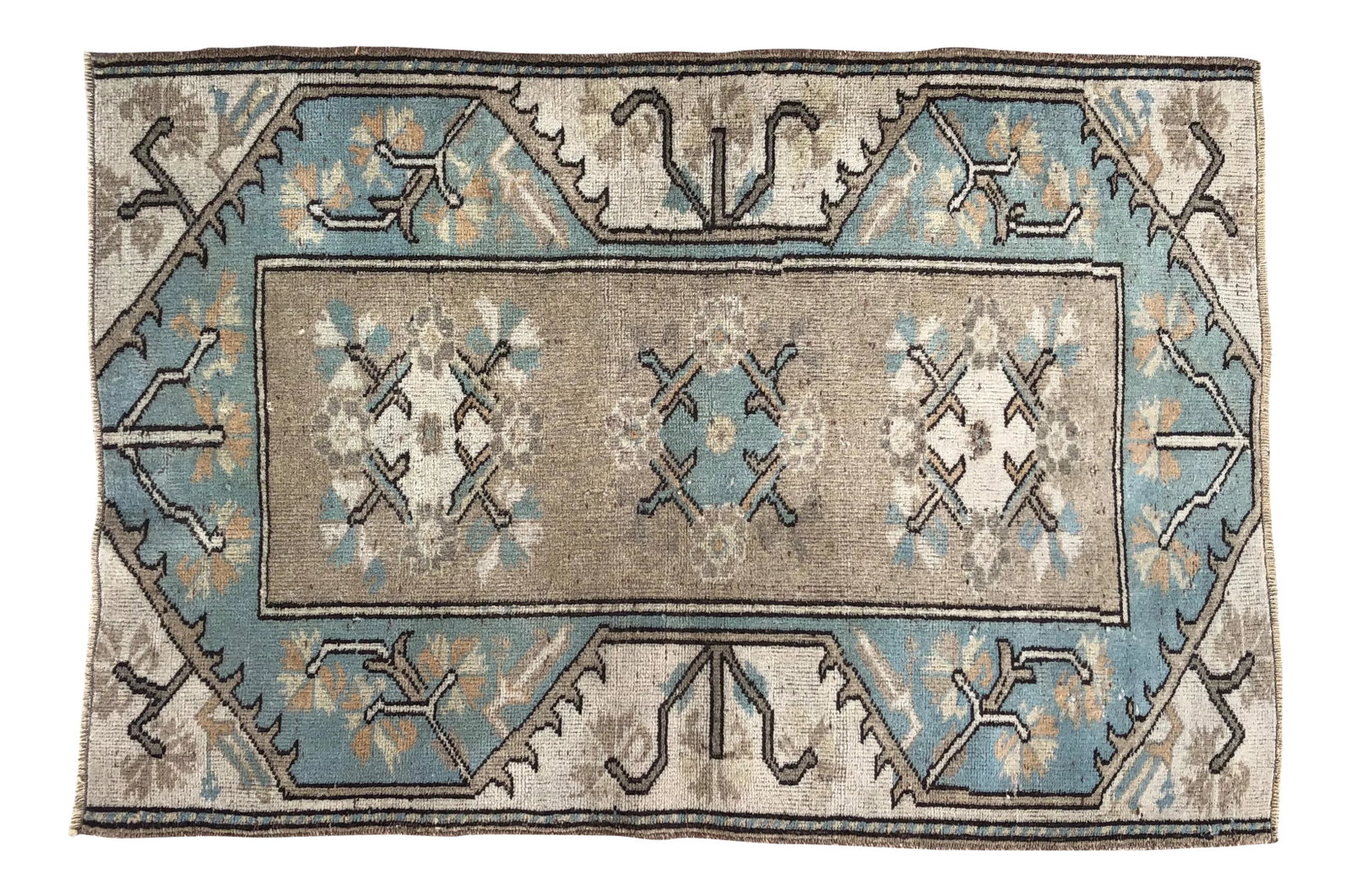 1970s Vintage Small Turkish Tribal Handmade Rug - 2'7'' * 3'11'': This is a vintage small wool Turkish rug. The piece was handmade in the 1970s. Condition: Alterations: Original Condition Unaltered Imperfections: Some Imperfections Condition Notes: Excellent
