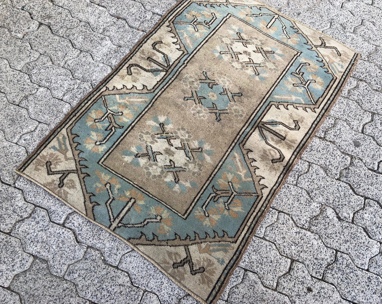 1970s Vintage Small Turkish Tribal Handmade Rug - 2'7'' * 3'11'' - 2