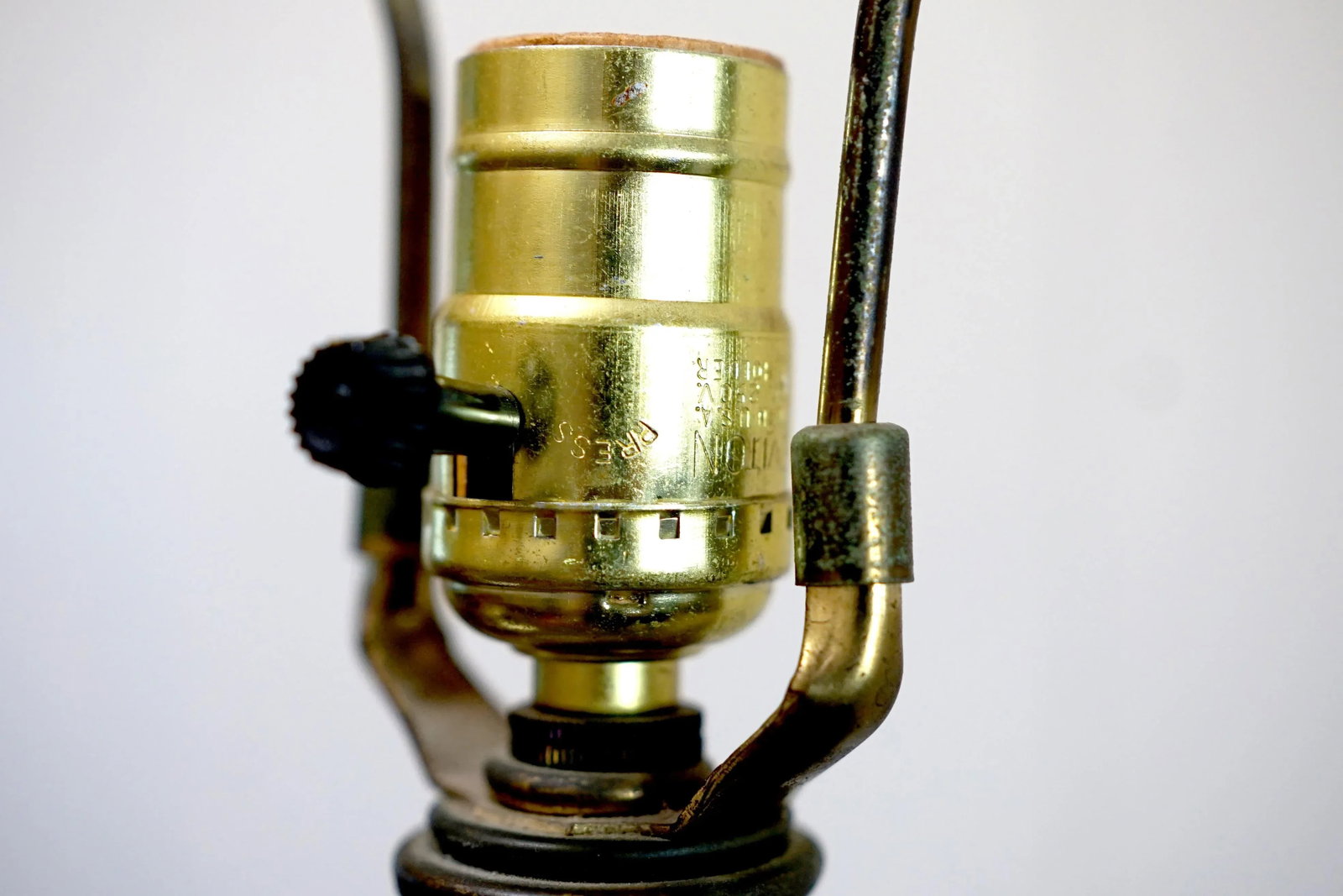 Vintage Brass Look, Hexagonal Ceramic Table Lamps, a Pair - 7