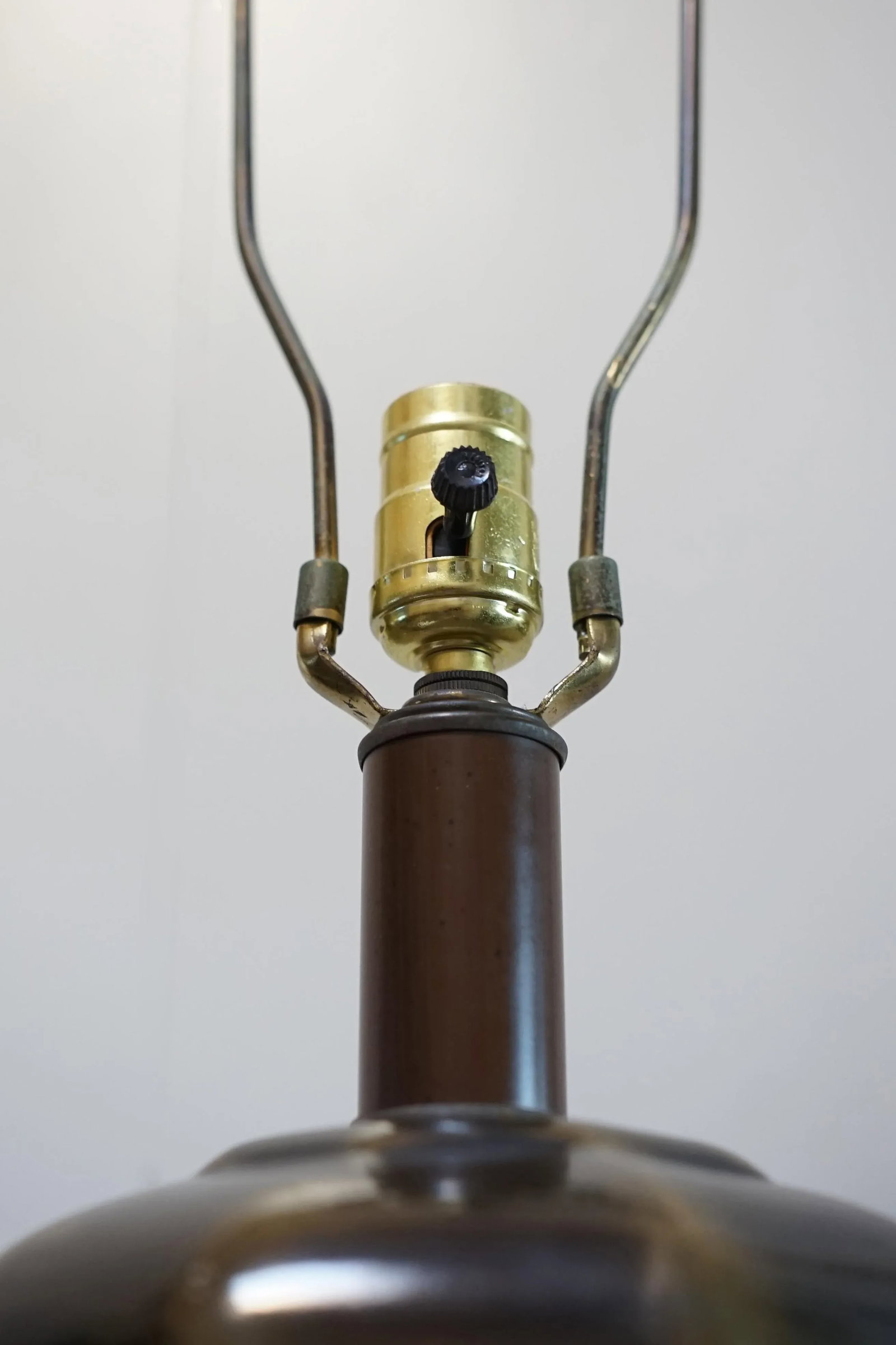 Vintage Brass Look, Hexagonal Ceramic Table Lamps, a Pair - 8