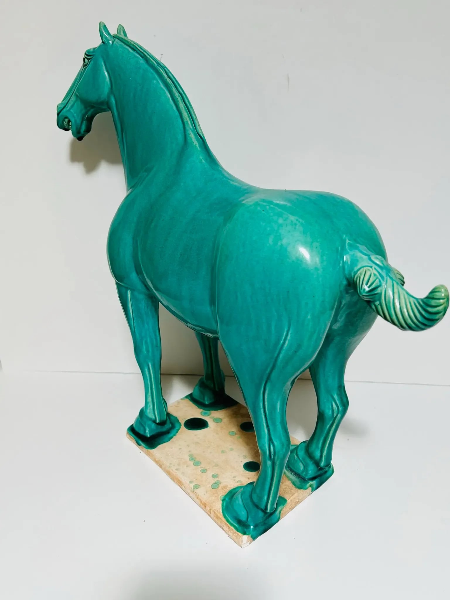 Vintage Ceramic Horse Standing Four Square on Plaque - 3