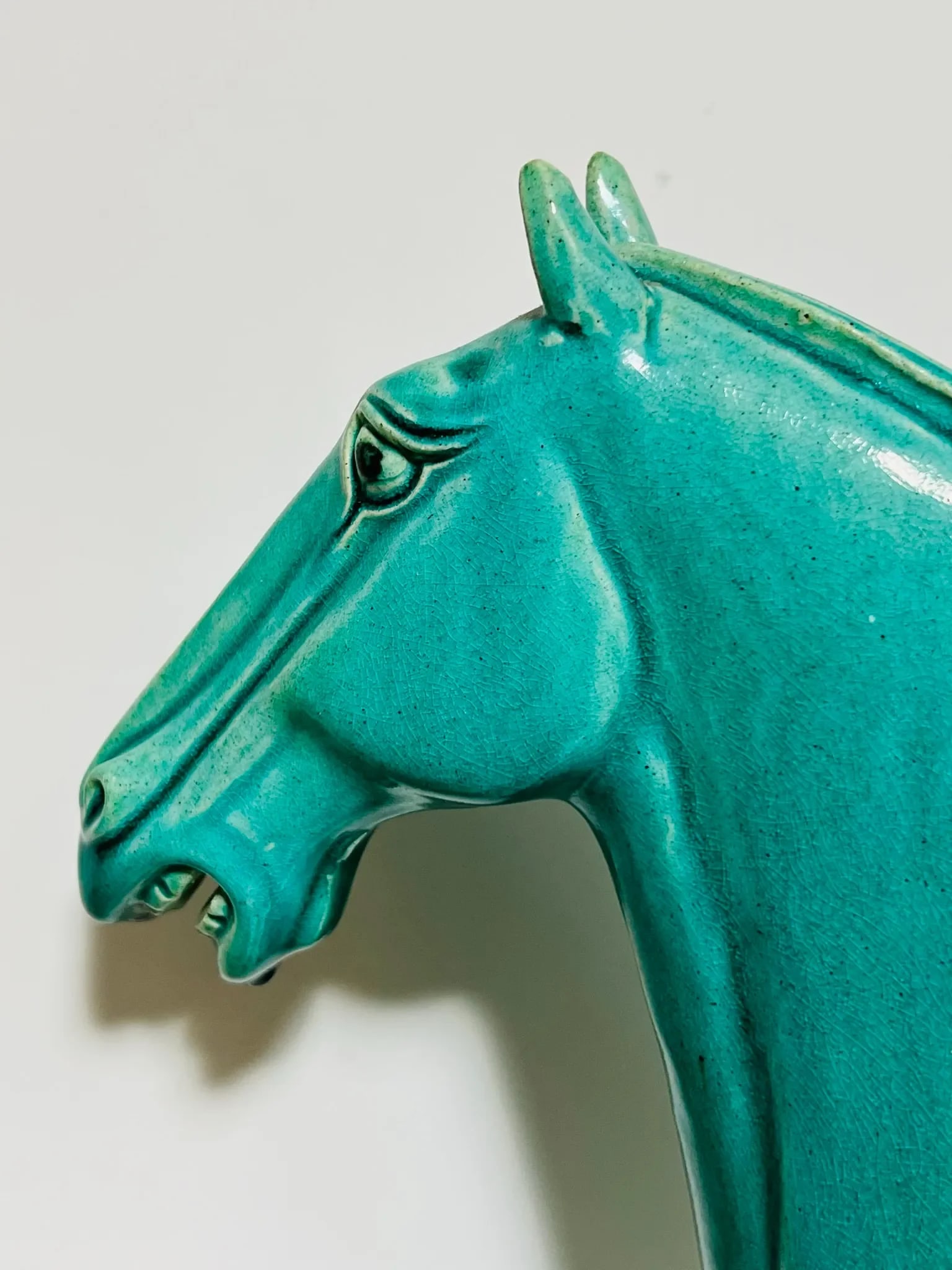 Vintage Ceramic Horse Standing Four Square on Plaque - 5