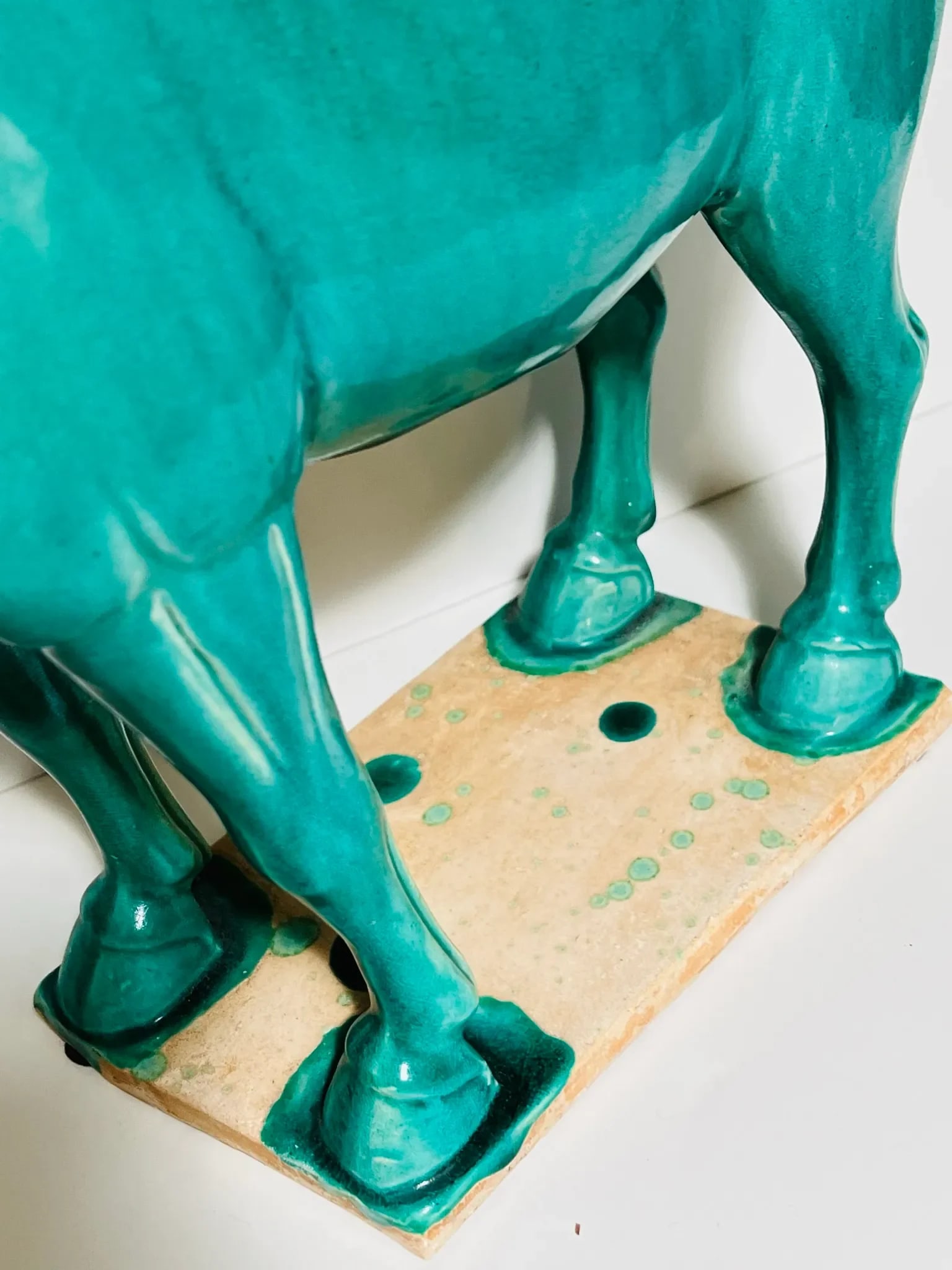 Vintage Ceramic Horse Standing Four Square on Plaque - 8