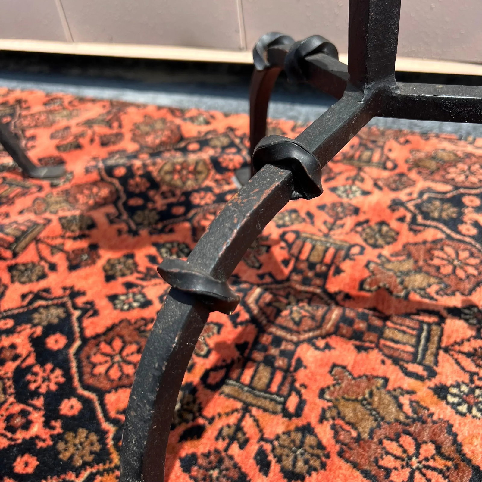 Antique Handwrought Iron Candle Stands - A Pair - 4