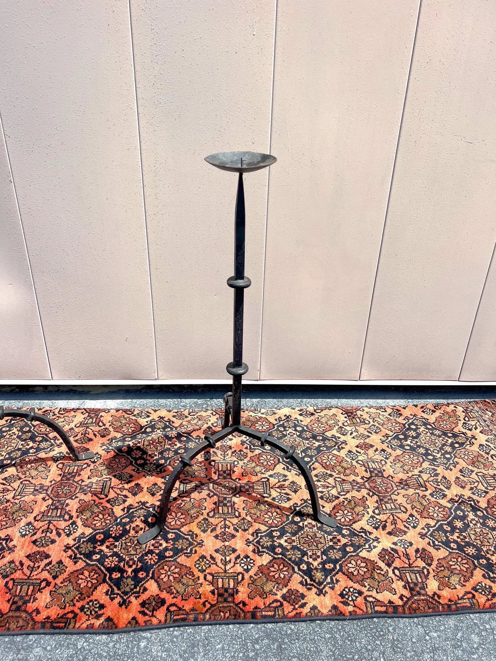 Antique Handwrought Iron Candle Stands - A Pair - 5