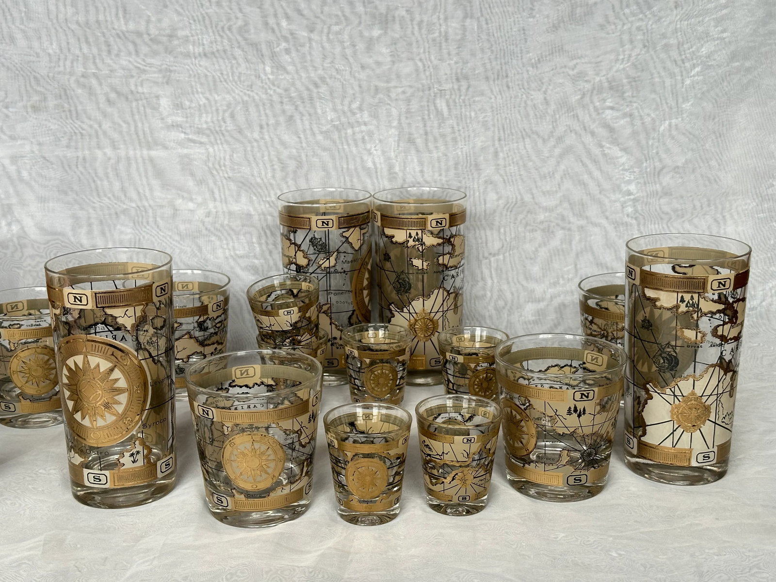 Mid Century Cocktail Barware Glassware Set of 16 - 12