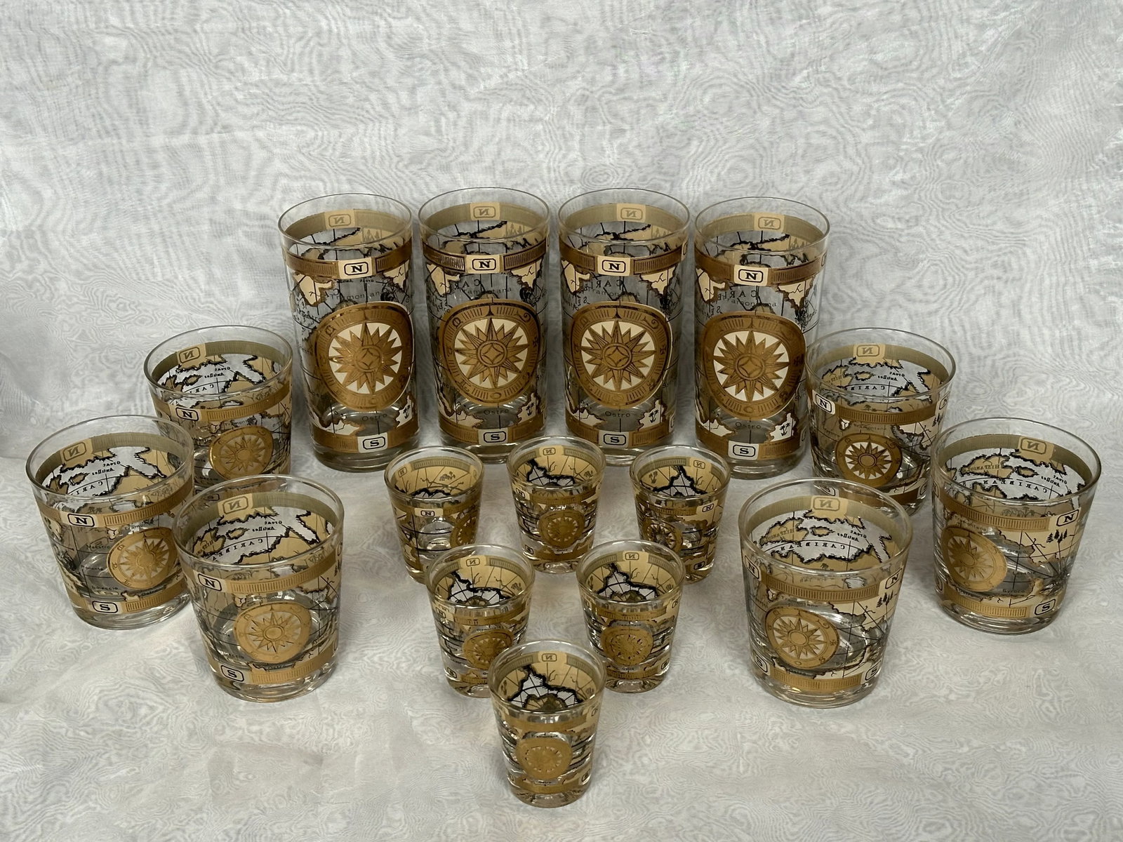 Mid Century Cocktail Barware Glassware Set of 16 - 2