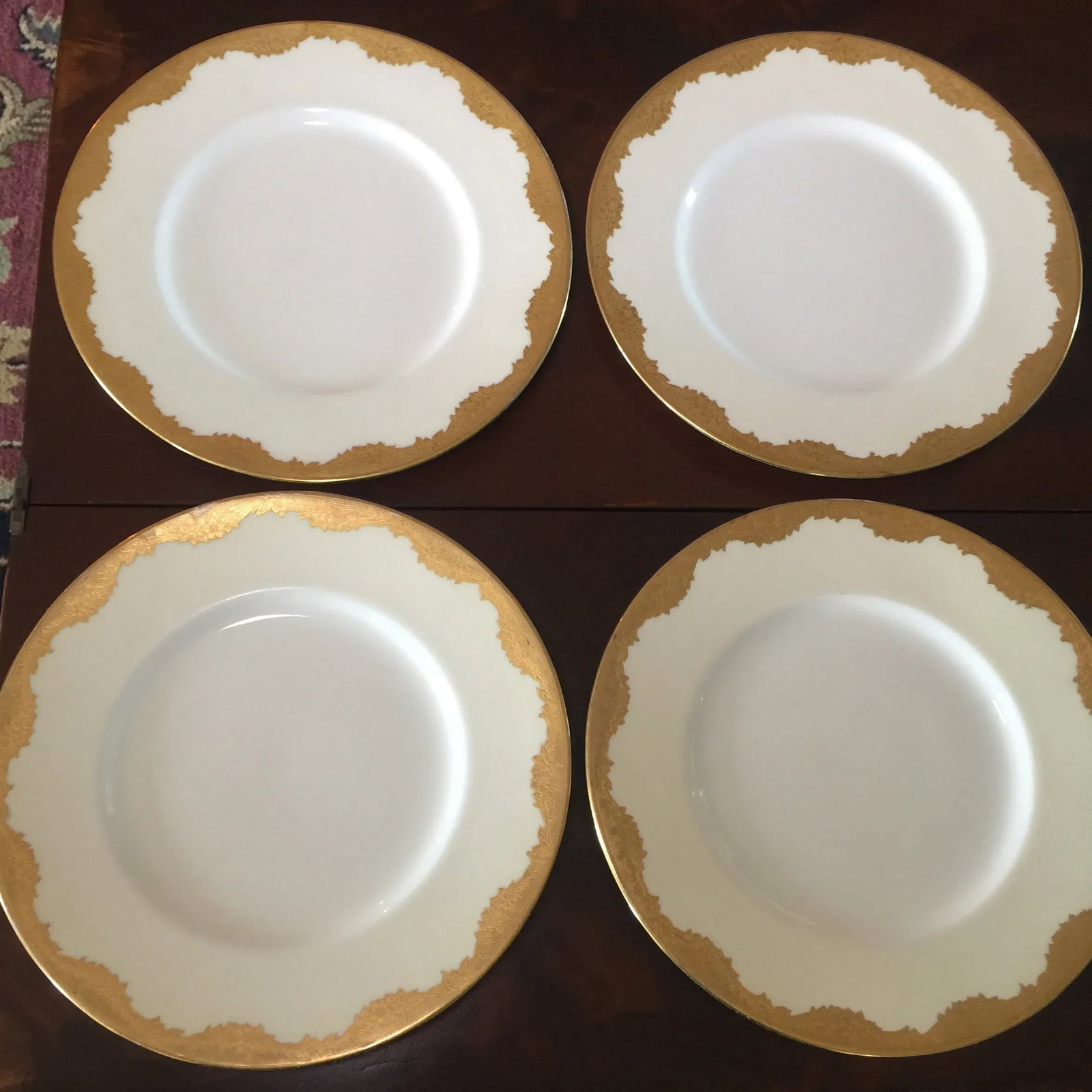 Minton Gold Encrusted Dinner Plates, Davis Collamore New York, Pattern H2564 - Set of 7 - 10