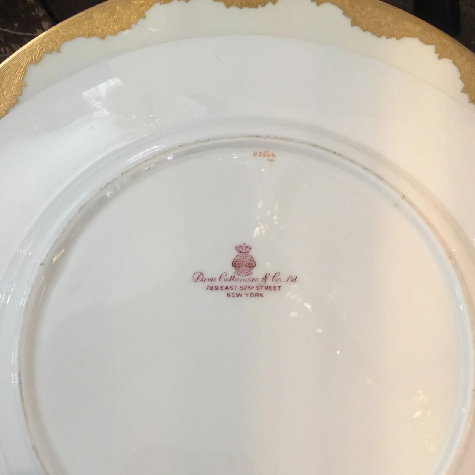 Minton Gold Encrusted Dinner Plates, Davis Collamore New York, Pattern H2564 - Set of 7 - 4